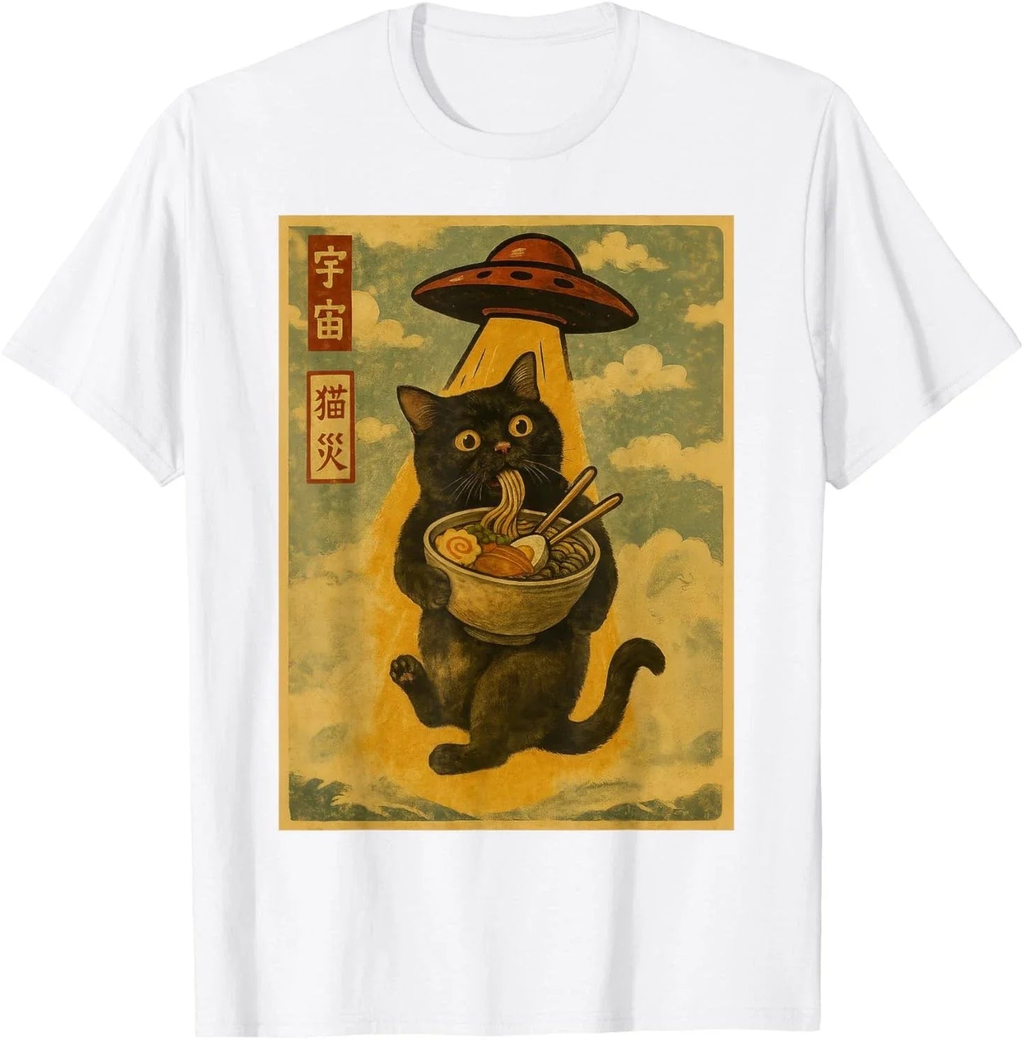 Funny Cat Ramen UFO Japanese Anime for Men Women Teens Kids T-Shirt Unisex T-shirt, Sweatshirt, Hoodie, Long Sleeve Tee - T-Shirt, Sweatshirt, Hoodie
