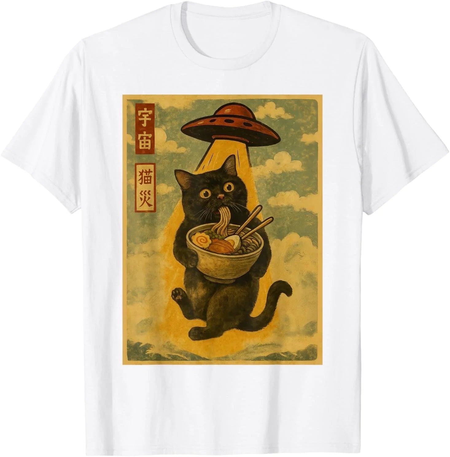 Funny Cat Ramen UFO Japanese Anime for Men Women Teens Kids T-Shirt Unisex T-shirt, Sweatshirt, Hoodie, Long Sleeve Tee - T-Shirt, Sweatshirt, Hoodie