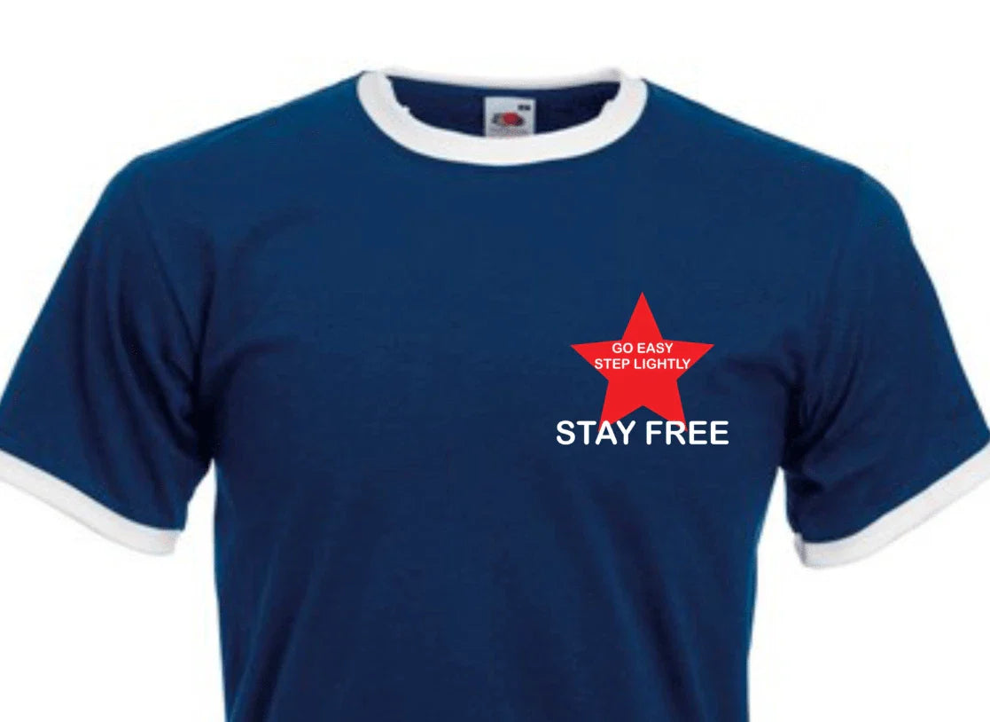Stay free t shirt the clash Joe Strummer. old skool punk cotton ringer Unisex T-shirt, Sweatshirt, Hoodie, Long Sleeve Tee - T-Shirt, Sweatshirt, Hoodie