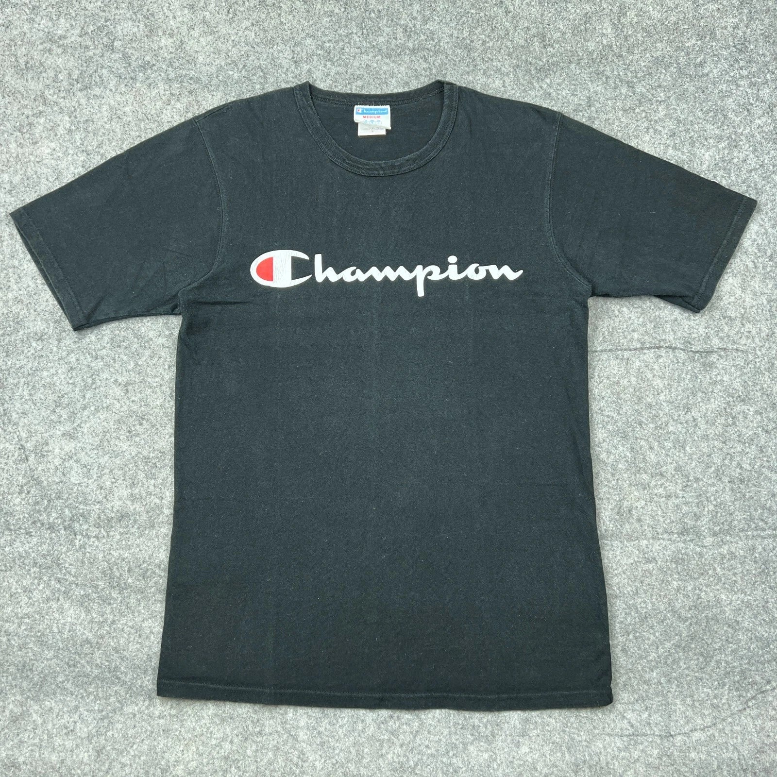 Champion Shirt Mens Medium Black Short Sleeve Cotton Tee Casual Y2K 90s Unisex T-shirt, Sweatshirt, Hoodie, Long Sleeve Tee - T-Shirt, Sweatshirt, Hoodie