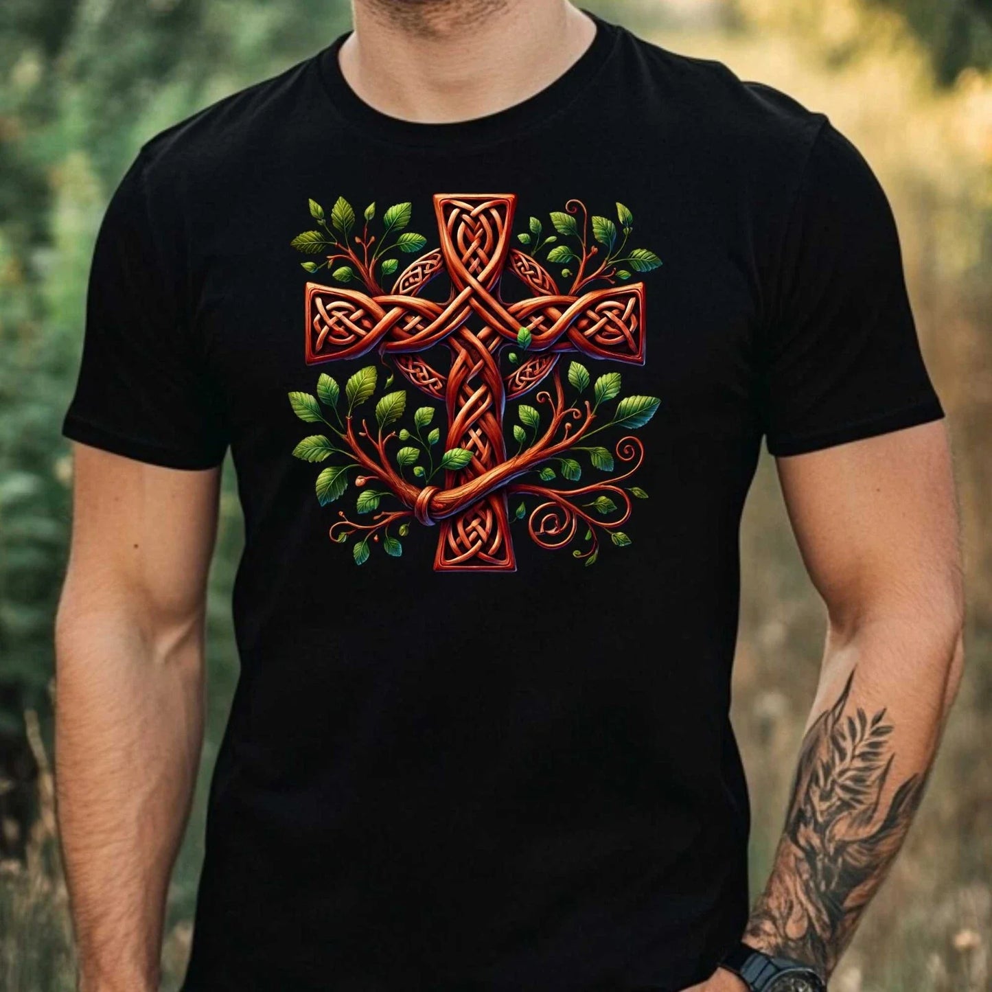 Mens Celtic Crosses Motif Cotton T-Shirt Size XS to 5XL Unisex T-shirt, Sweatshirt, Hoodie, Long Sleeve Tee - T-Shirt, Sweatshirt, Hoodie