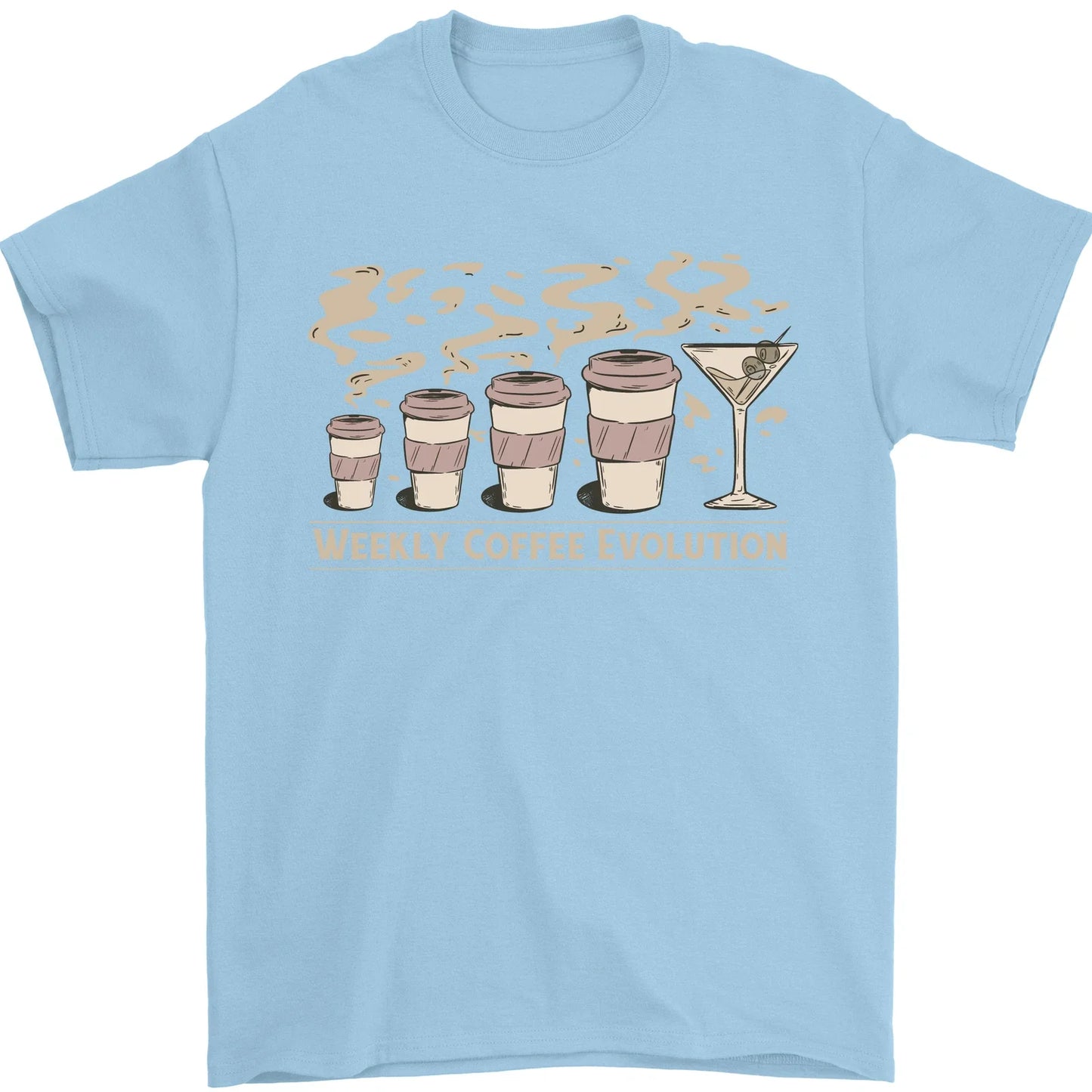 Funny Weekly Coffee to Alcohol Evolution Wine Mens T-Shirt 100% Cotton Unisex T-shirt, Sweatshirt, Hoodie, Long Sleeve Tee - T-Shirt, Sweatshirt, Hoodie