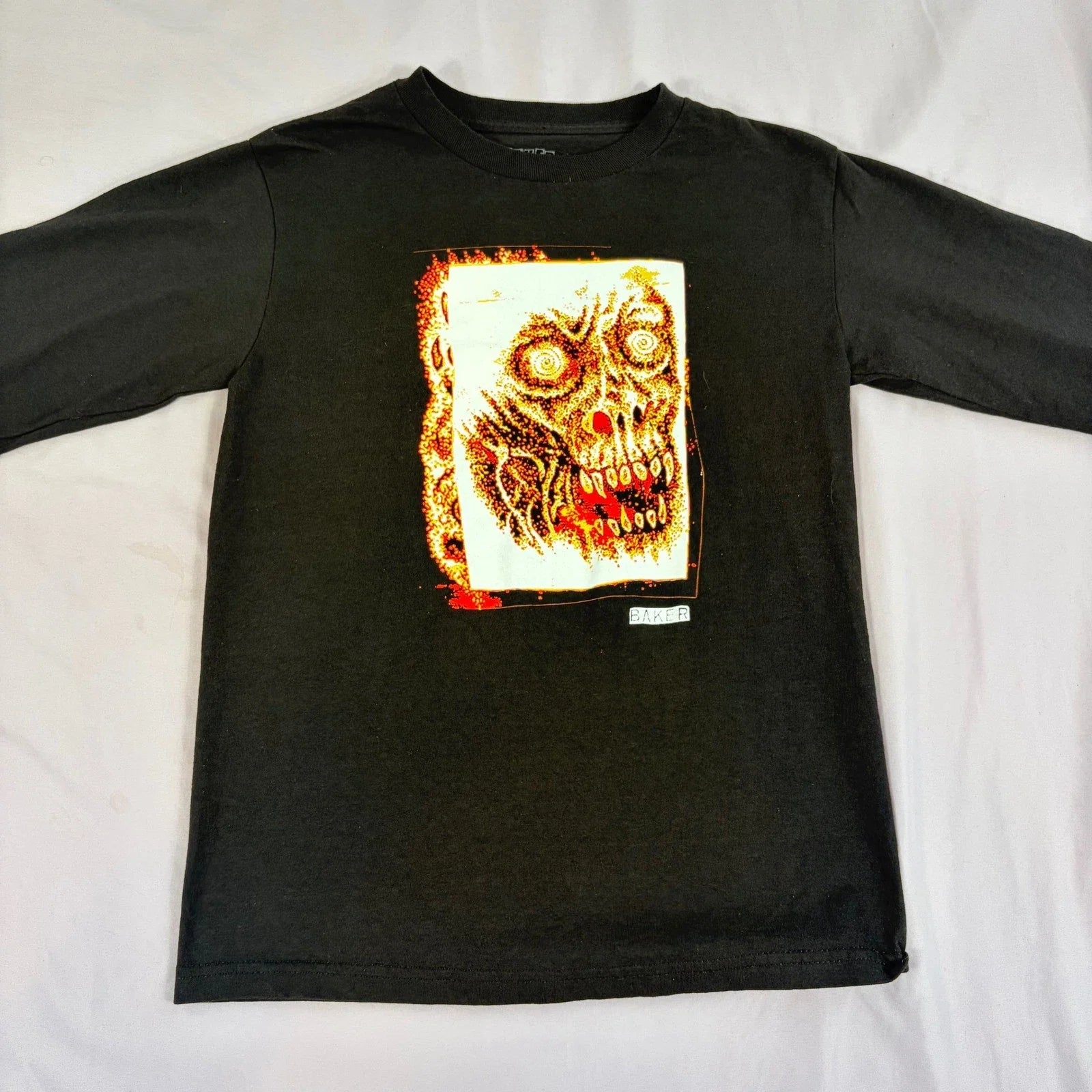 Baker Skateboards Mens Small Black Skull Graphic Long Sleeve T-Shirt Skater Unisex T-shirt, Sweatshirt, Hoodie, Long Sleeve Tee - T-Shirt, Sweatshirt, Hoodie