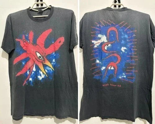 The Cure Wish Tour 92 short sleeve black classic 2 side shirt Unisex T-shirt, Sweatshirt, Hoodie, Long Sleeve Tee - T-Shirt, Sweatshirt, Hoodie