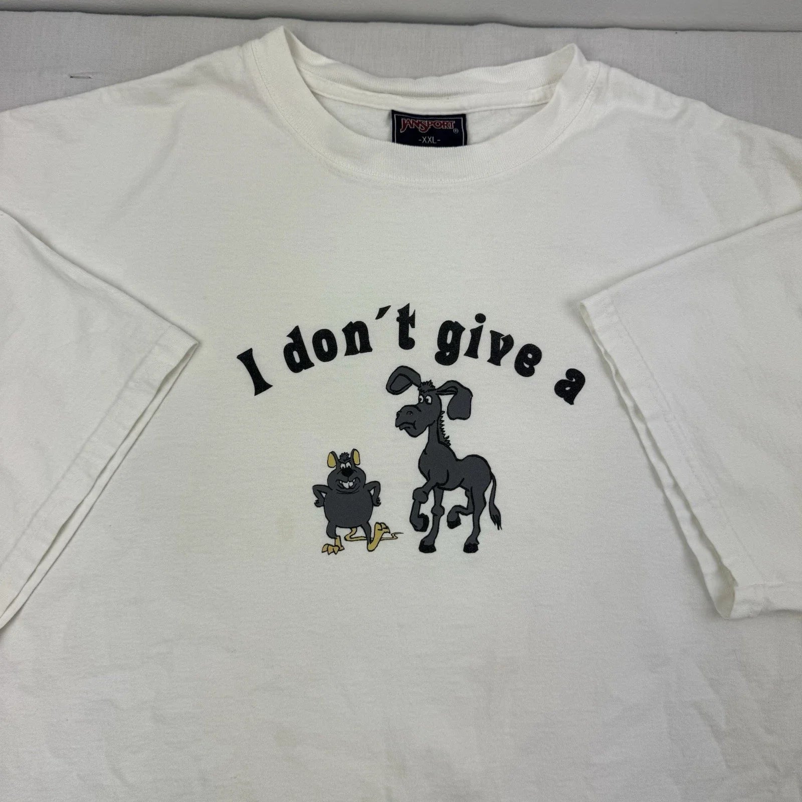 Vintage Rat Donkey Funny T Shirt Adult 2XL White I Dont Give A Grunge Y2K 90s Unisex T-shirt, Sweatshirt, Hoodie, Long Sleeve Tee - T-Shirt, Sweatshirt, Hoodie
