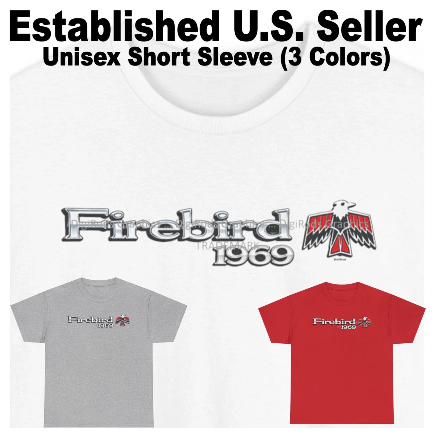 DigiRods Pontiac Firebird 1969 Vintage Cartoon Logo Car T Shirt Unisex T-shirt, Sweatshirt, Hoodie, Long Sleeve Tee - T-Shirt, Sweatshirt, Hoodie