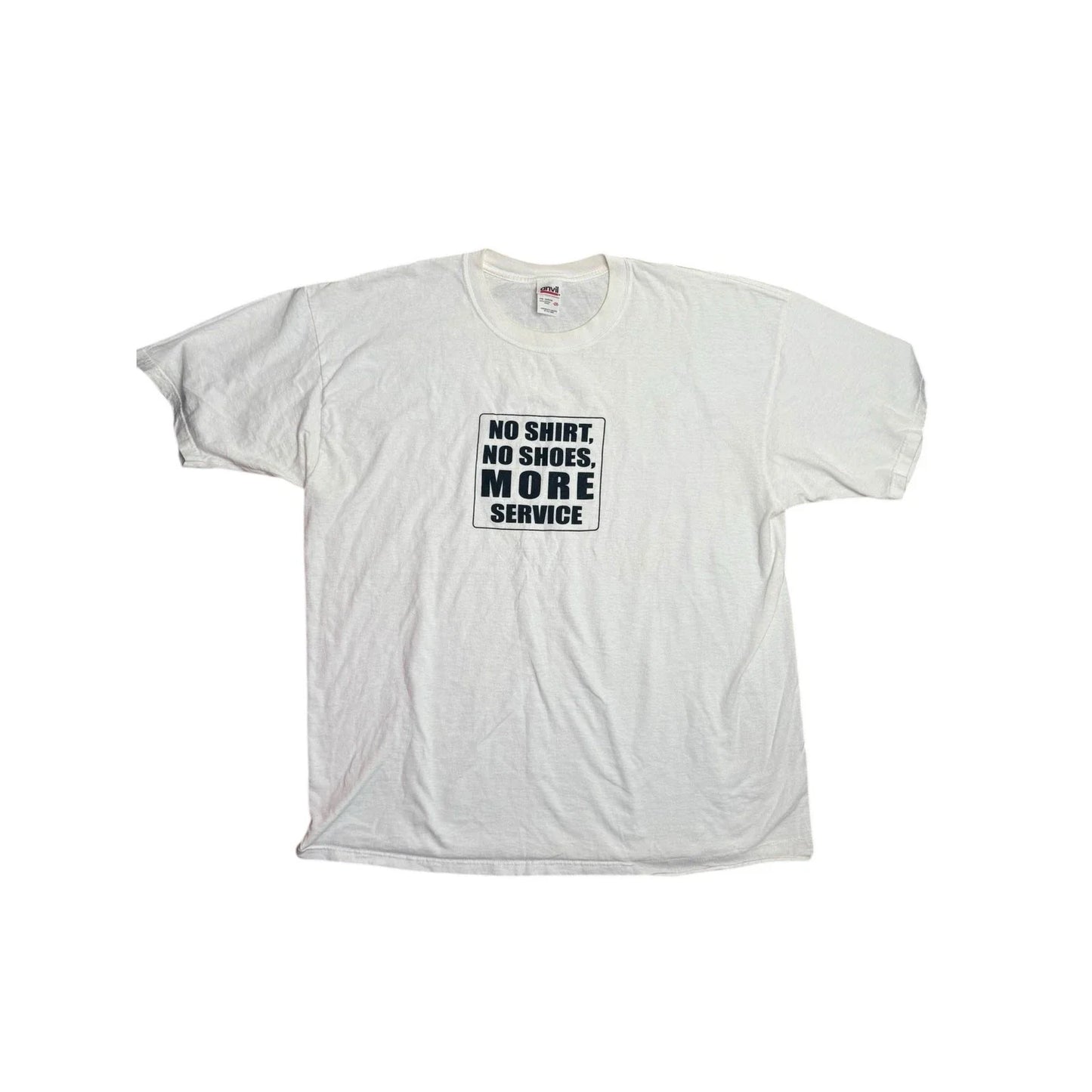 VTG Anvil Funny Graphic T-Shirt 2XL White No Shirt No Shoes More Service Tee Unisex T-shirt, Sweatshirt, Hoodie, Long Sleeve Tee - T-Shirt, Sweatshirt, Hoodie