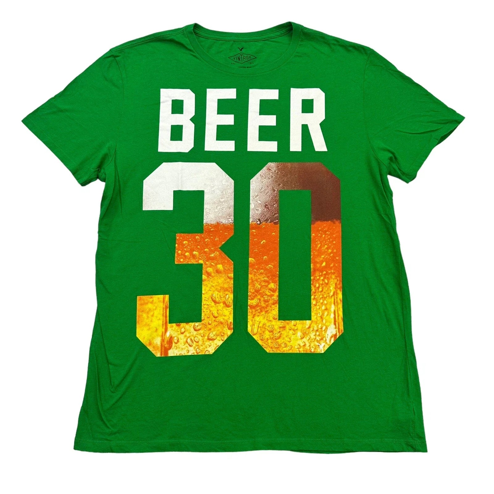 American Eagle Shirt Mens Large L Green Beer 30 Vintage Fit Short Sleeve Unisex T-shirt, Sweatshirt, Hoodie, Long Sleeve Tee - T-Shirt, Sweatshirt, Hoodie