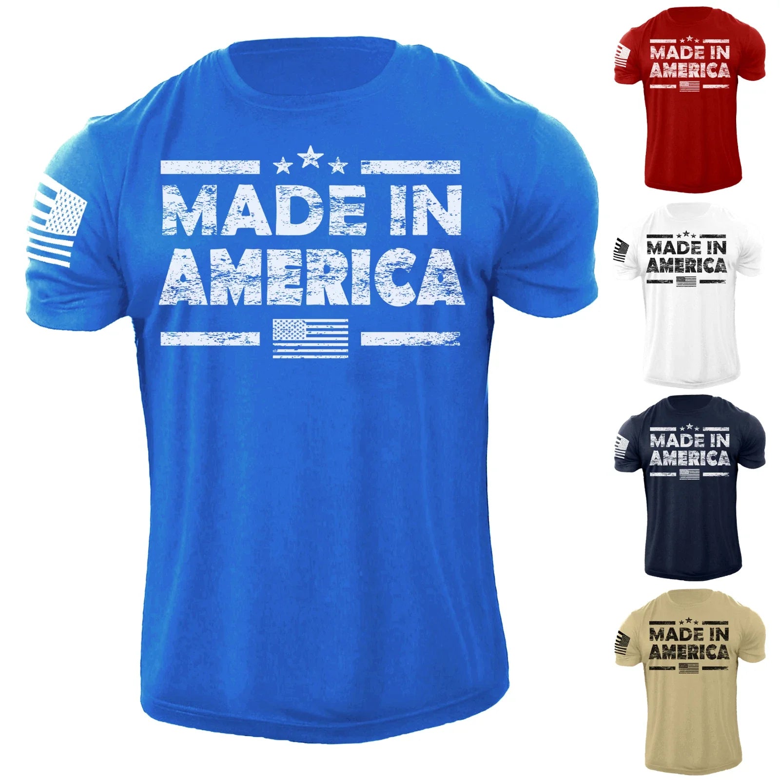 New Men's Flag T Shirt American Patriotic 100% Cotton Unisex T-shirt, Sweatshirt, Hoodie, Long Sleeve Tee - T-Shirt, Sweatshirt, Hoodie