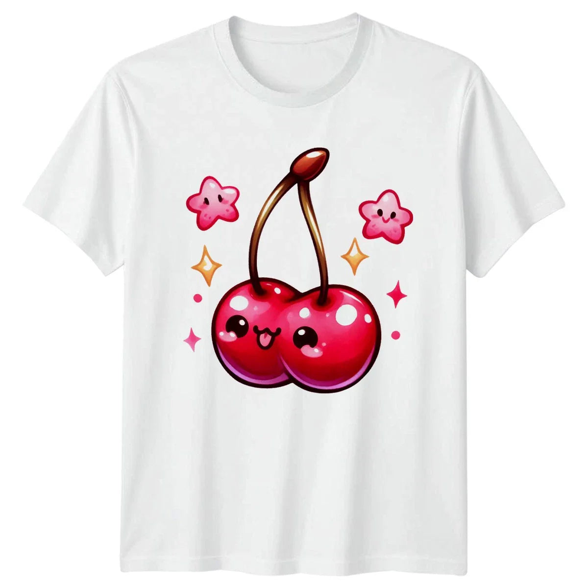 Sweet Kawaii Cherries Happy Fruit T-Shirt Fruit Kawaii Birthday Gift Unisex T-shirt, Sweatshirt, Hoodie, Long Sleeve Tee - T-Shirt, Sweatshirt, Hoodie