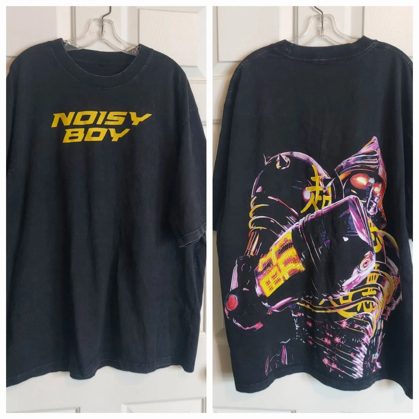 Noisy Boy Real Steel Graphic T-Shirt Mens 2XL Black Oversized Sci-Fi Robot Tee Unisex T-shirt, Sweatshirt, Hoodie, Long Sleeve Tee - T-Shirt, Sweatshirt, Hoodie