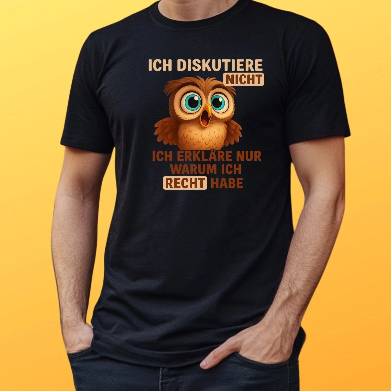 Cute Owl Argue Not Explaining Motif Cotton Mens T-Shirt Size XS to 5XL Unisex T-shirt, Sweatshirt, Hoodie, Long Sleeve Tee - T-Shirt, Sweatshirt, Hoodie
