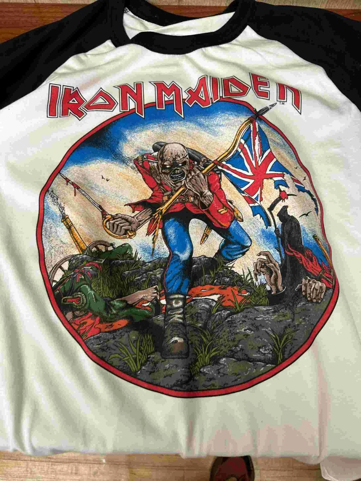 Iron Maiden British Metal Ounslaught 1983 Raglan S to 3XL Unisex T-shirt, Sweatshirt, Hoodie, Long Sleeve Tee - T-Shirt, Sweatshirt, Hoodie