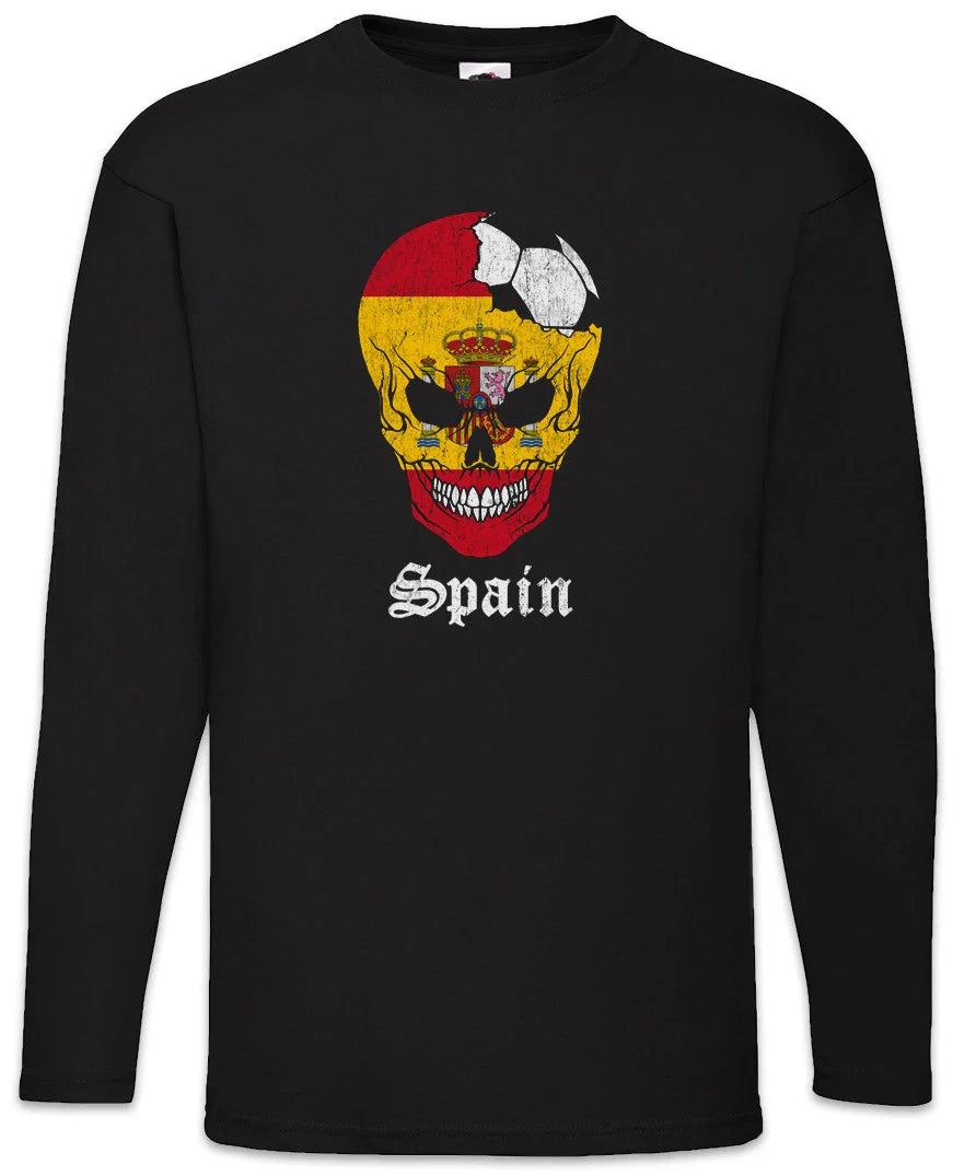 Spain Football Skull I Men Long Sleeve T-Shirt spanish Soccer Flag World Unisex T-shirt, Sweatshirt, Hoodie, Long Sleeve Tee - T-Shirt, Sweatshirt, Hoodie