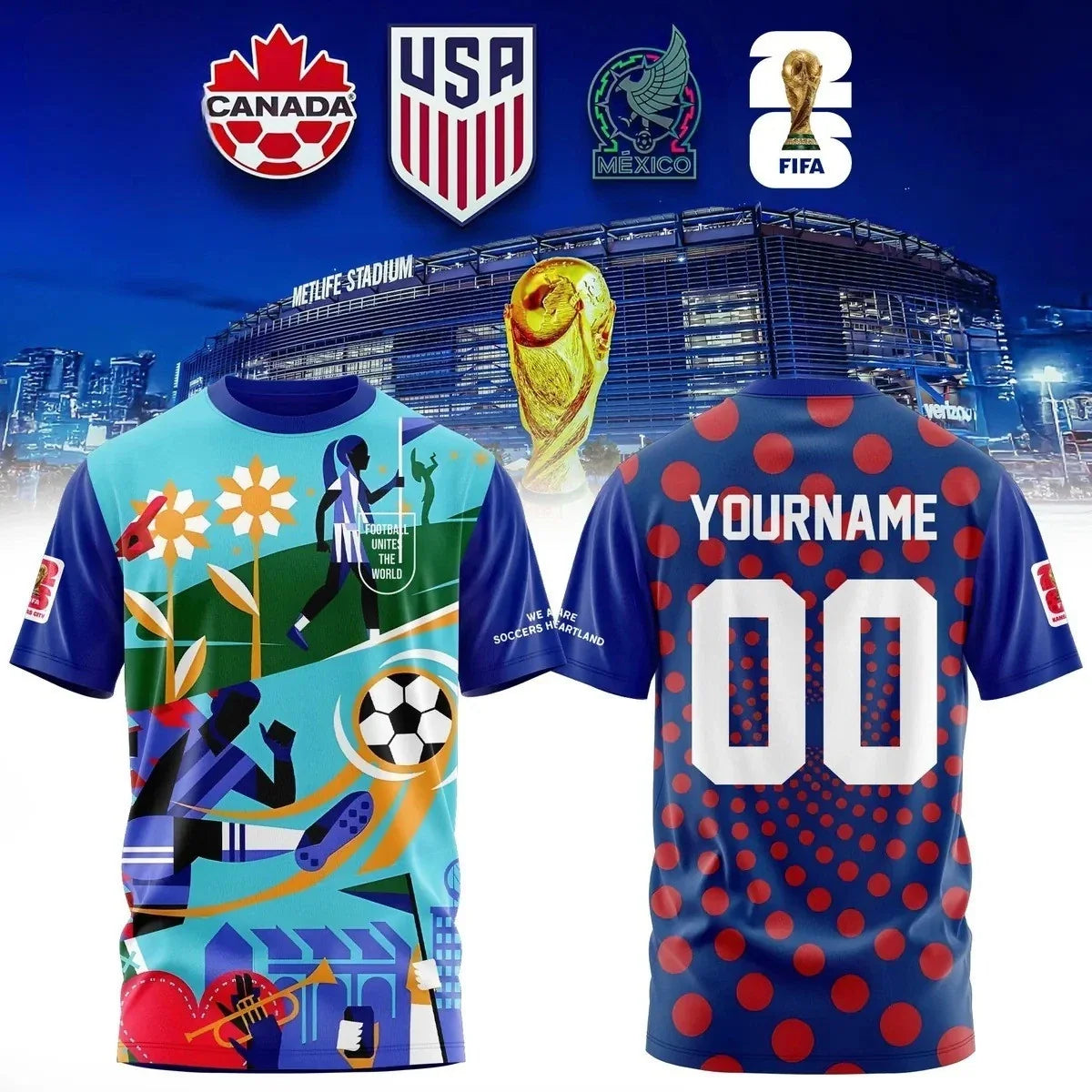 2026 World Cup Commemorative Custom Fan All-Over 3D T-Shirt Unisex T-shirt, Sweatshirt, Hoodie, Long Sleeve Tee - T-Shirt, Sweatshirt, Hoodie