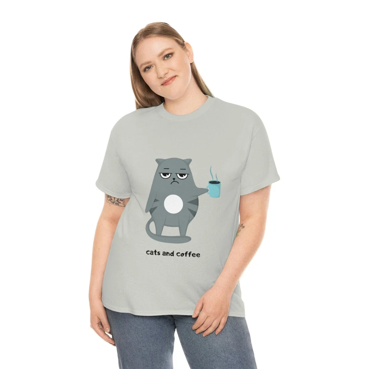 Unisex Cats and Coffee T-Shirt, Gift for Cat and Coffee Lover, Funny Tee Unisex T-shirt, Sweatshirt, Hoodie, Long Sleeve Tee - T-Shirt, Sweatshirt, Hoodie