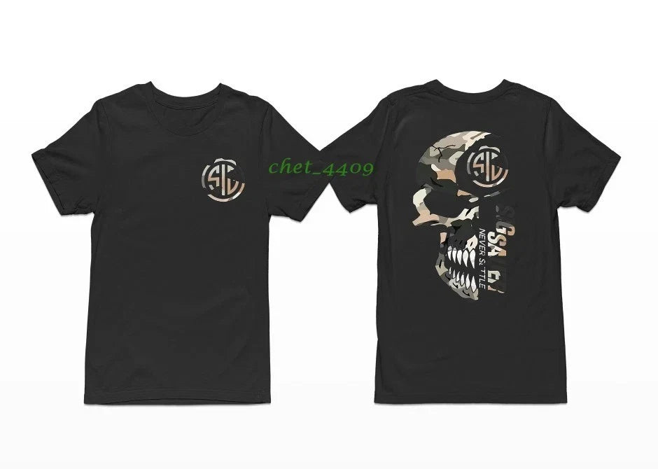 2025 Summer Men's Camo Shirt, With Sig Sauer Never Settle T-shirt Unisex shirt Unisex T-shirt, Sweatshirt, Hoodie, Long Sleeve Tee - T-Shirt, Sweatshirt, Hoodie