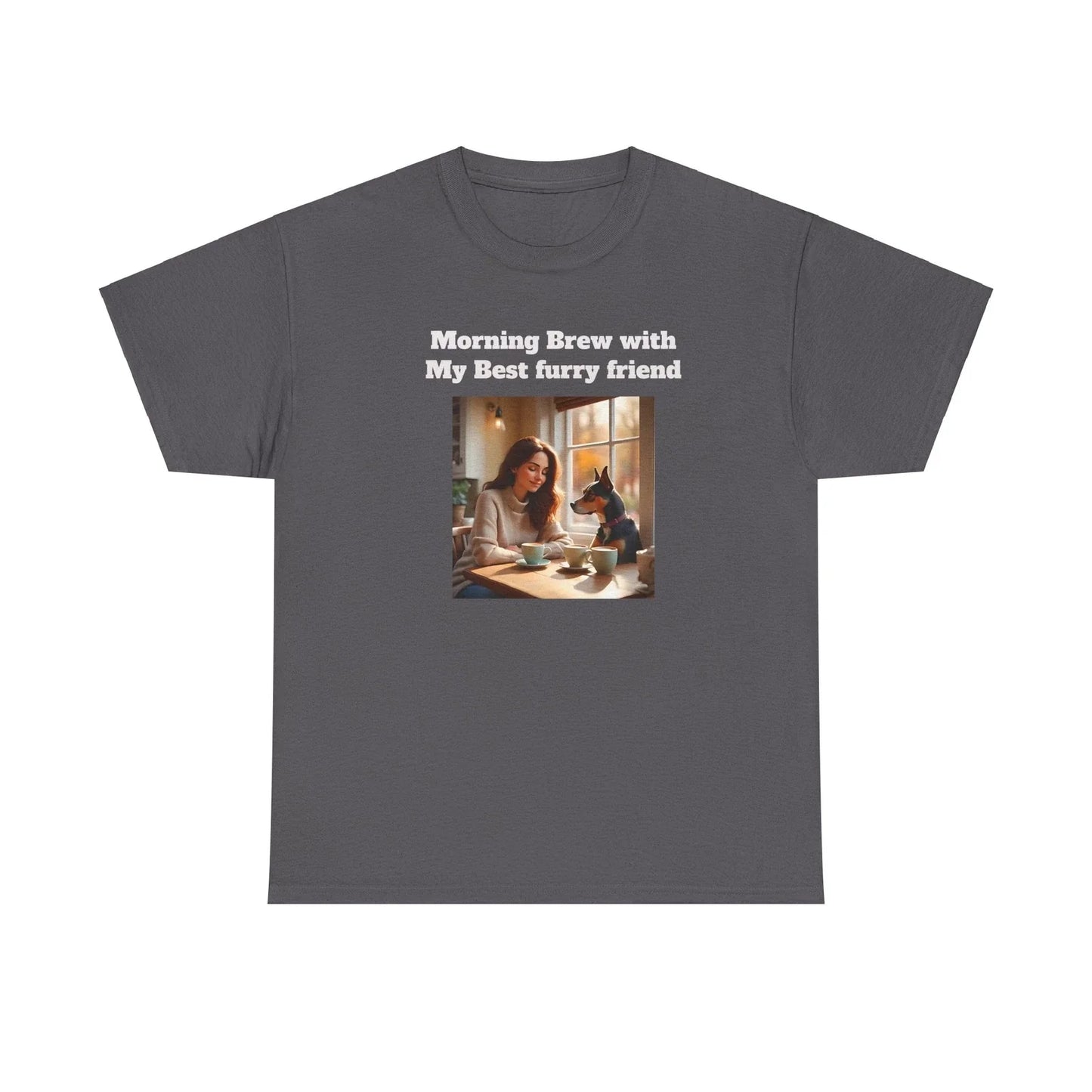 Coffee Lovers T-Shirt - Women with Dog Design Unisex T-shirt, Sweatshirt, Hoodie, Long Sleeve Tee - T-Shirt, Sweatshirt, Hoodie