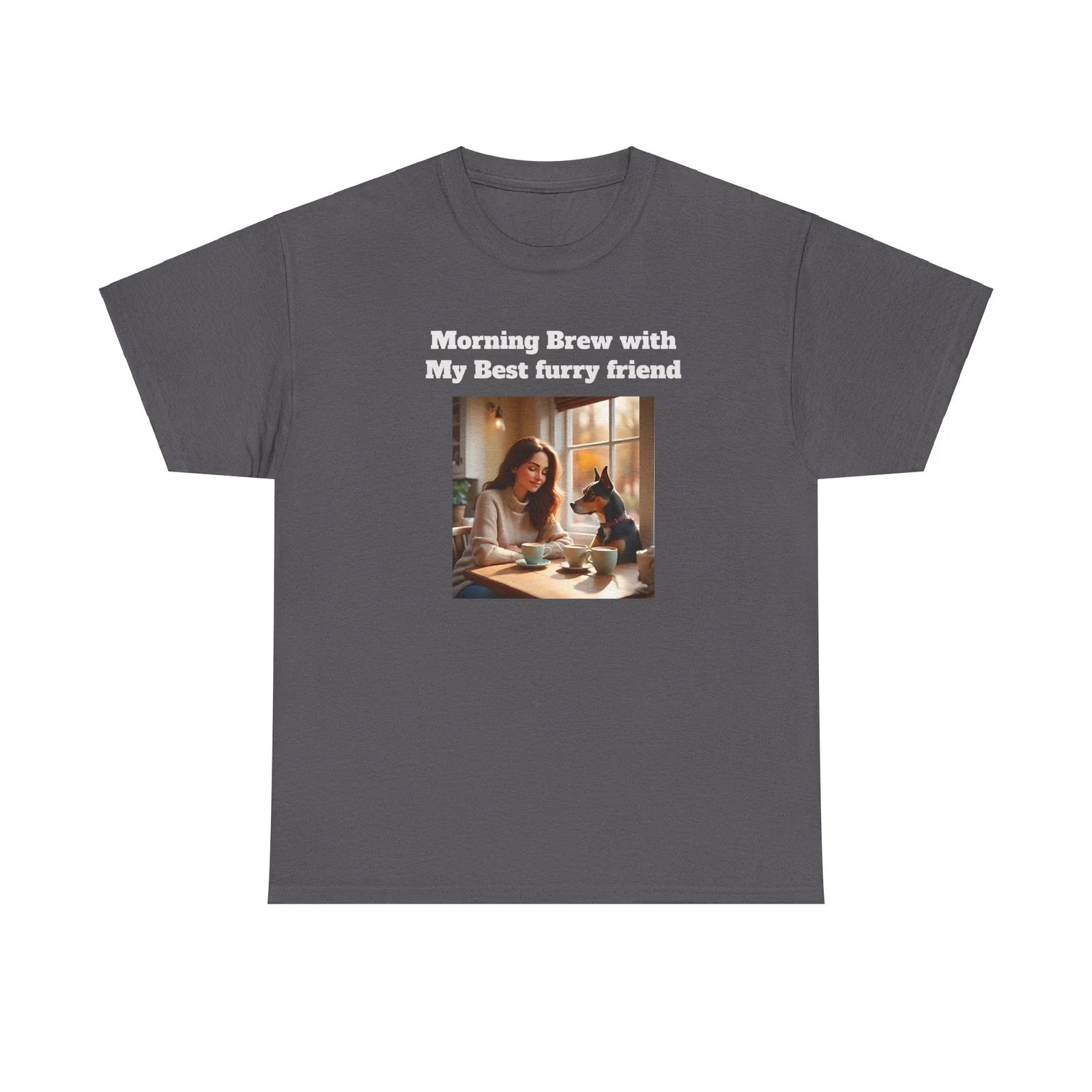 Coffee Lovers T-Shirt - Women with Dog Design Unisex T-shirt, Sweatshirt, Hoodie, Long Sleeve Tee - T-Shirt, Sweatshirt, Hoodie