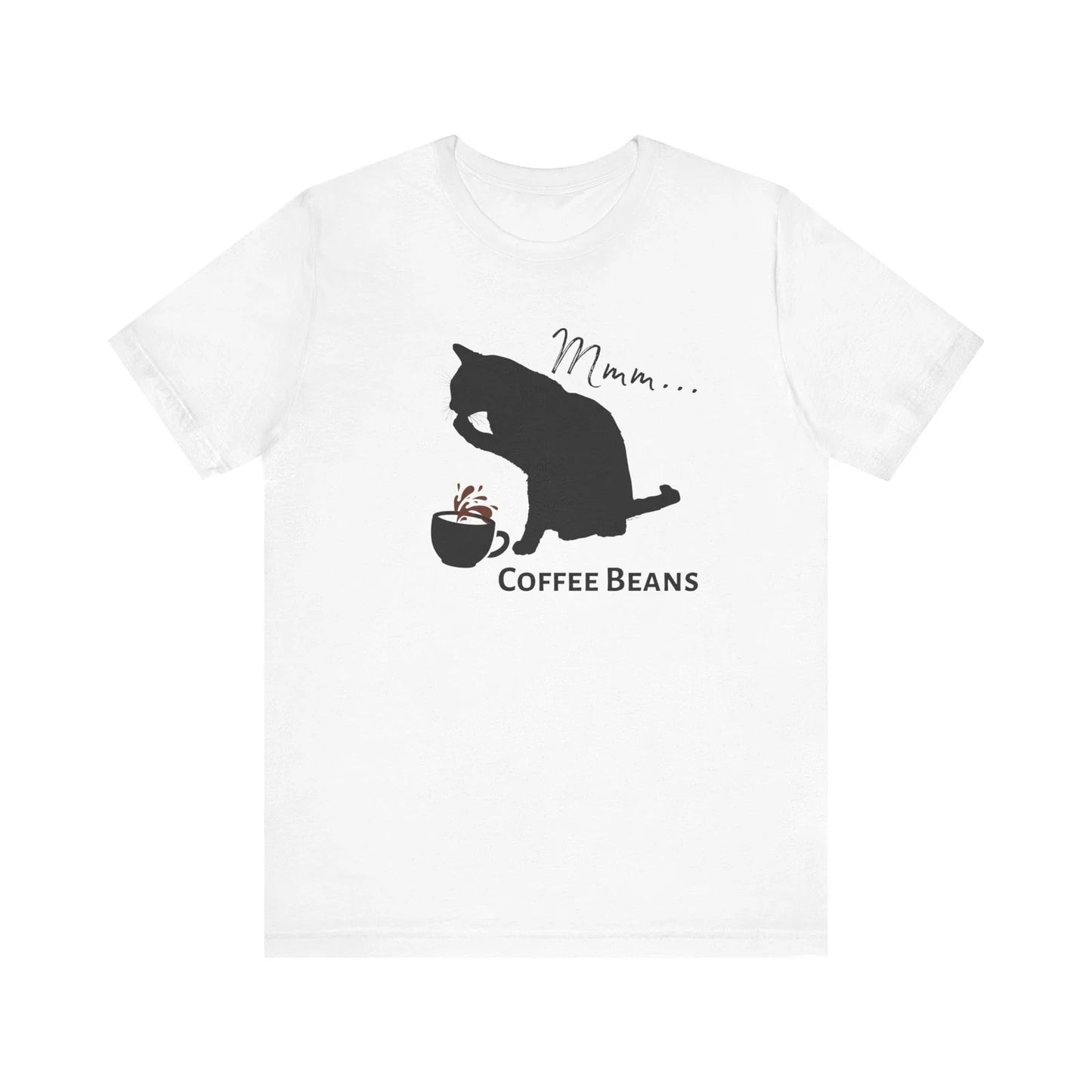 Coffee Cat Lover Shirt: Cute Cat Licking Beans Next to Coffee Cup Design Unisex T-shirt, Sweatshirt, Hoodie, Long Sleeve Tee - T-Shirt, Sweatshirt, Hoodie