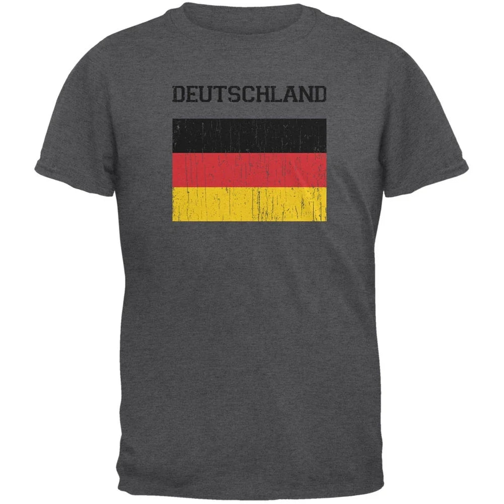World Cup Distressed Flag Deutschland Dark Heather Adult T-Shirt Unisex T-shirt, Sweatshirt, Hoodie, Long Sleeve Tee - T-Shirt, Sweatshirt, Hoodie