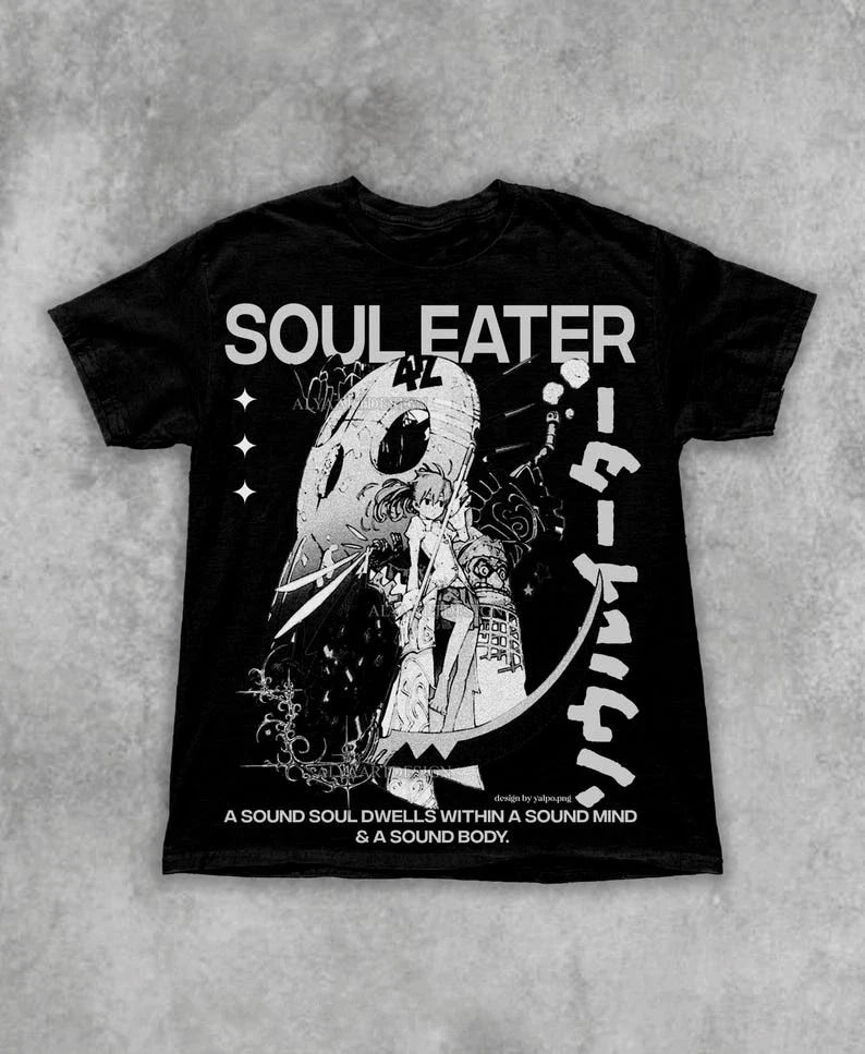 Soul Eater Inspired Anime Tee, Vintage Unisex Heavy Cotton Tee, Gift for Fans Unisex T-shirt, Sweatshirt, Hoodie, Long Sleeve Tee - T-Shirt, Sweatshirt, Hoodie