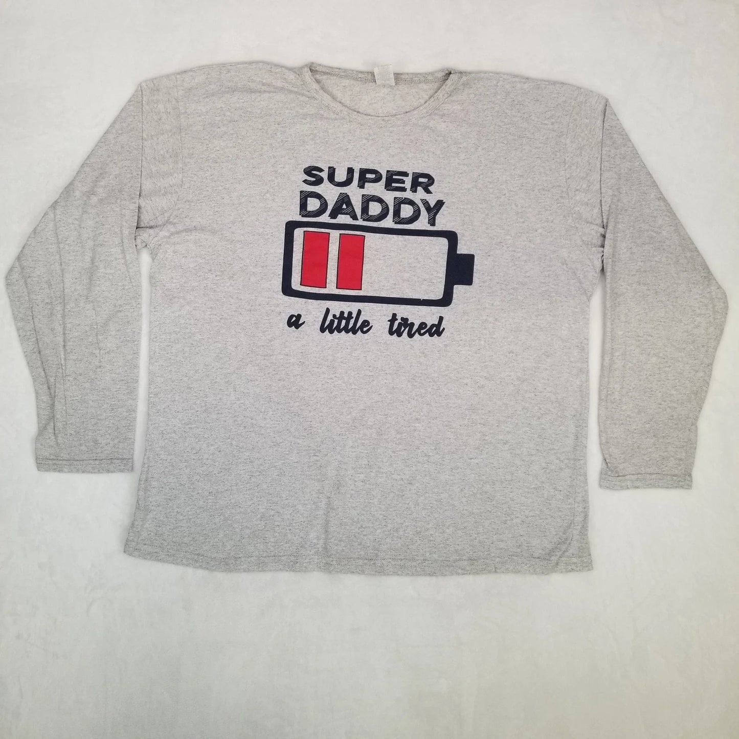 Super Daddy Men's Gray Long Sleeve Crew Neck Graphic T-Shirt Size Large Casual Unisex T-shirt, Sweatshirt, Hoodie, Long Sleeve Tee - T-Shirt, Sweatshirt, Hoodie