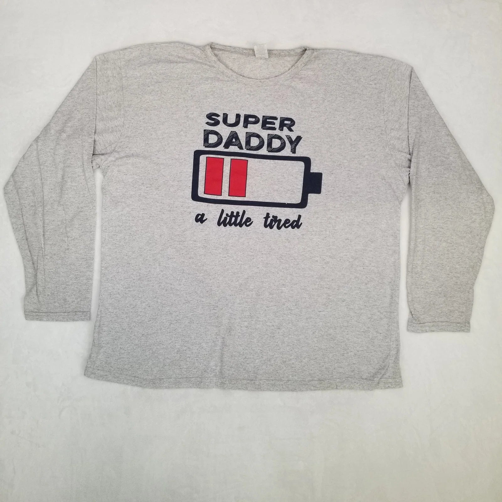Super Daddy Men's Gray Long Sleeve Crew Neck Graphic T-Shirt Size Large Casual Unisex T-shirt, Sweatshirt, Hoodie, Long Sleeve Tee - T-Shirt, Sweatshirt, Hoodie