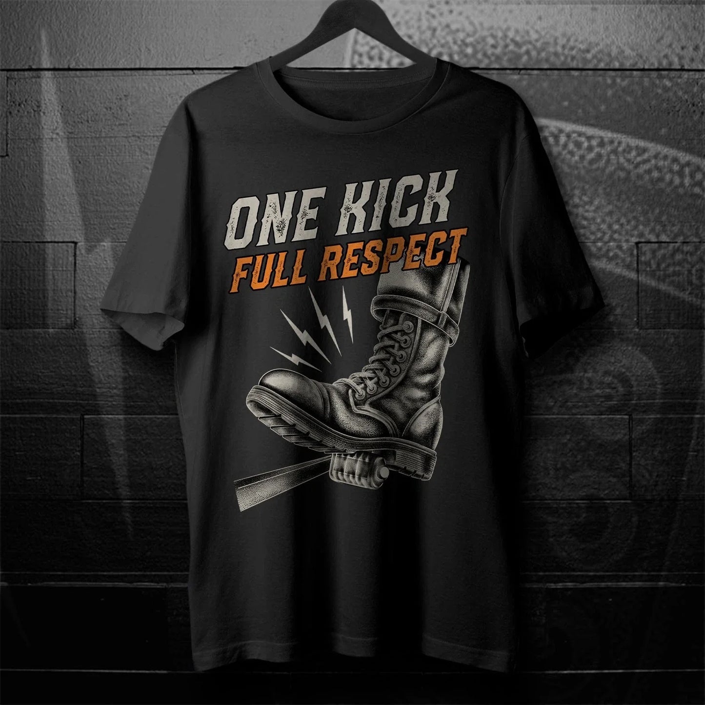 Biker T-Shirt One Kick Full Respect, Kickstarter Motorcycle Stylish Tee Shirt Unisex T-shirt, Sweatshirt, Hoodie, Long Sleeve Tee - T-Shirt, Sweatshirt, Hoodie