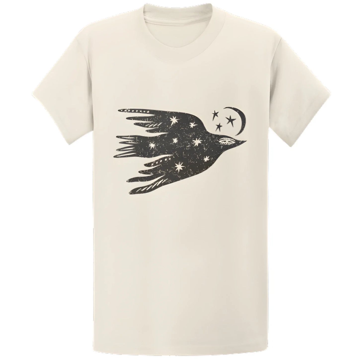 Gildan 5000 Celestial Bird Moon Stars T-Shirt - Vintage Boho Folk Gift Tee Unisex T-shirt, Sweatshirt, Hoodie, Long Sleeve Tee - T-Shirt, Sweatshirt, Hoodie