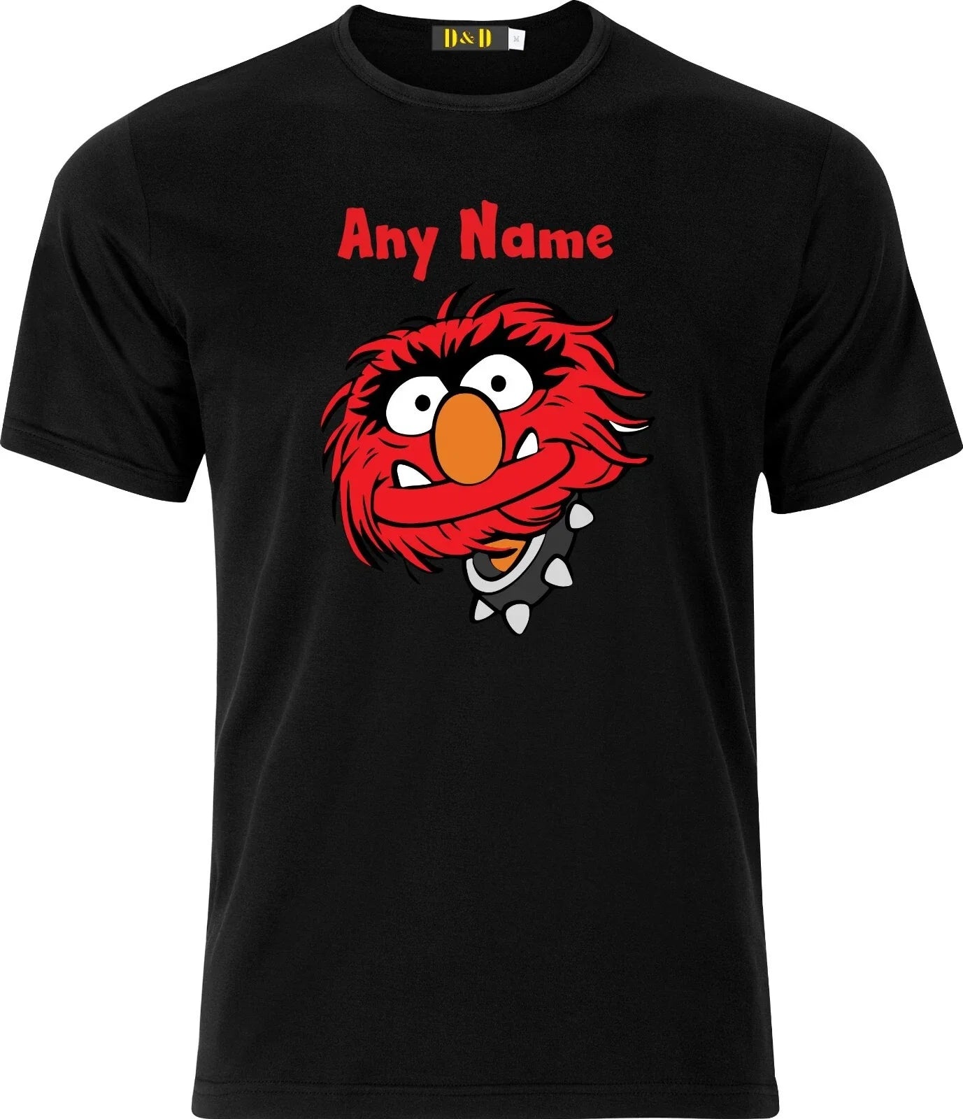 Personalised Animal from the Muppets Full Colour D.T.F Black Cotton T shirt Unisex T-shirt, Sweatshirt, Hoodie, Long Sleeve Tee - T-Shirt, Sweatshirt, Hoodie