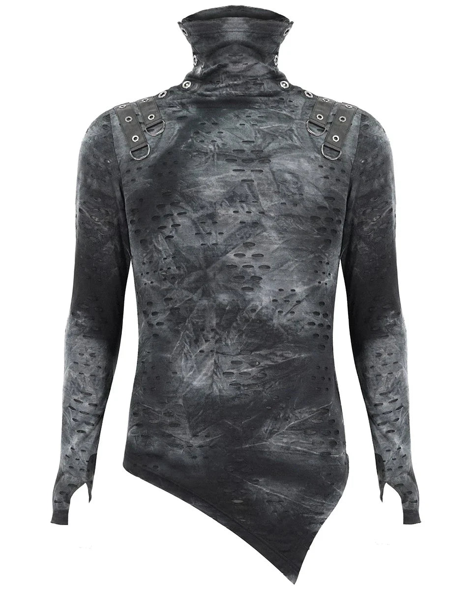 Devil Fashion Mens Gothic Apocalyptic Punk Shredded Broken Knit Top Grey Black Unisex T-shirt, Sweatshirt, Hoodie, Long Sleeve Tee - T-Shirt, Sweatshirt, Hoodie