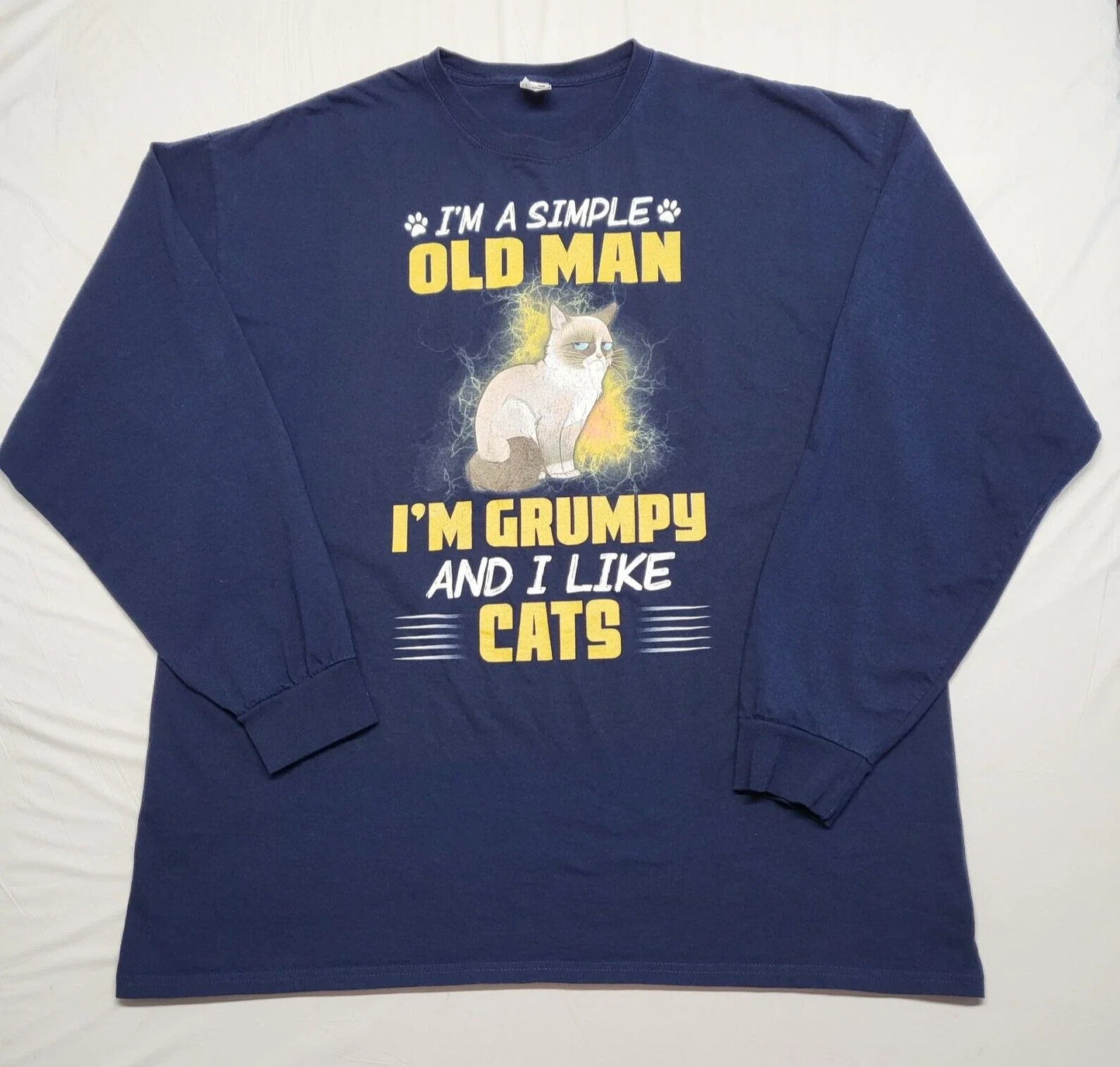 Grumpy Cat T Shirt 2XL Im A Simple Old Man Long Sleeve Grandpacore Cotton Unisex T-shirt, Sweatshirt, Hoodie, Long Sleeve Tee - T-Shirt, Sweatshirt, Hoodie
