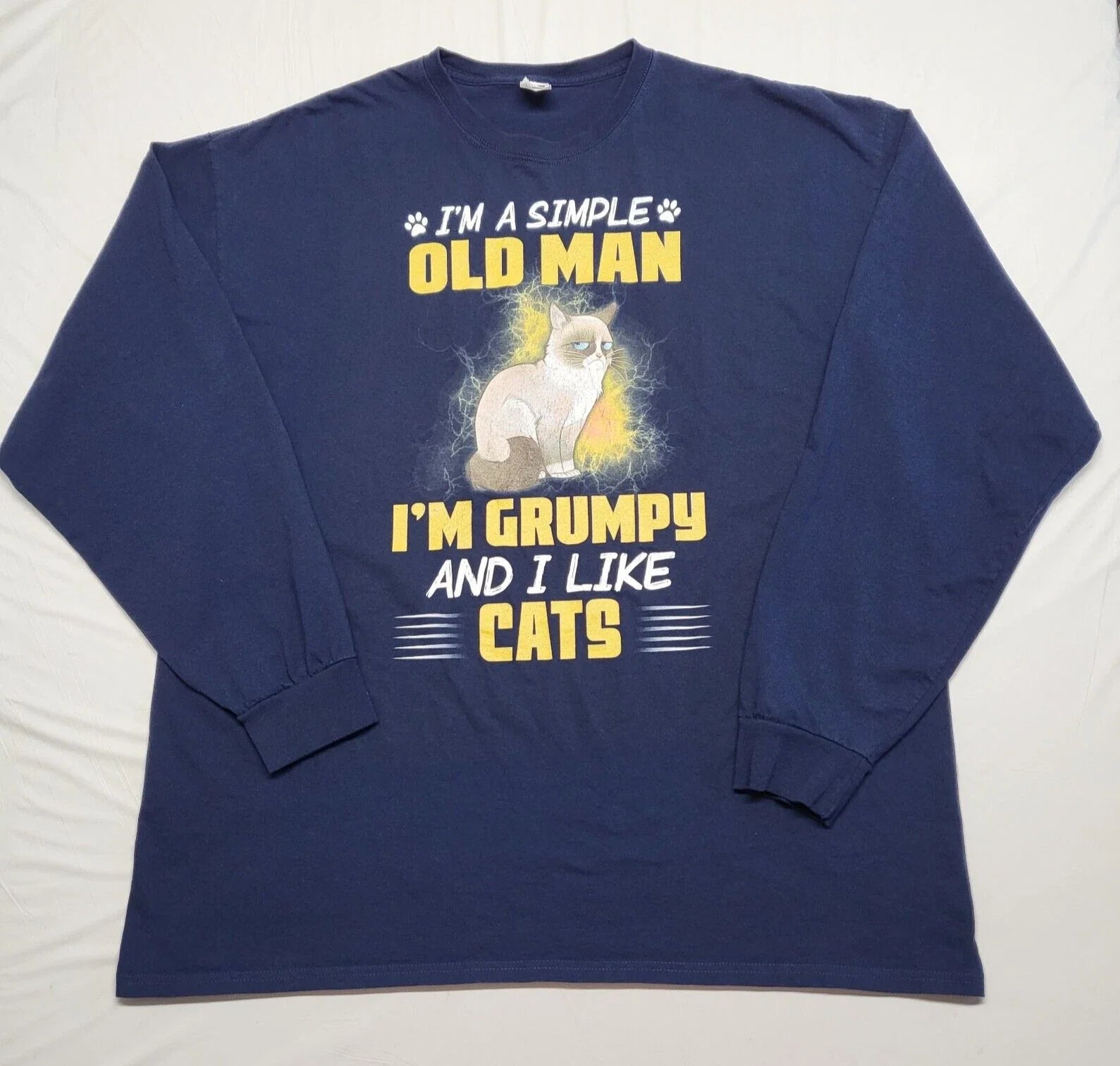 Grumpy Cat T Shirt 2XL Im A Simple Old Man Long Sleeve Grandpacore Cotton Unisex T-shirt, Sweatshirt, Hoodie, Long Sleeve Tee - T-Shirt, Sweatshirt, Hoodie
