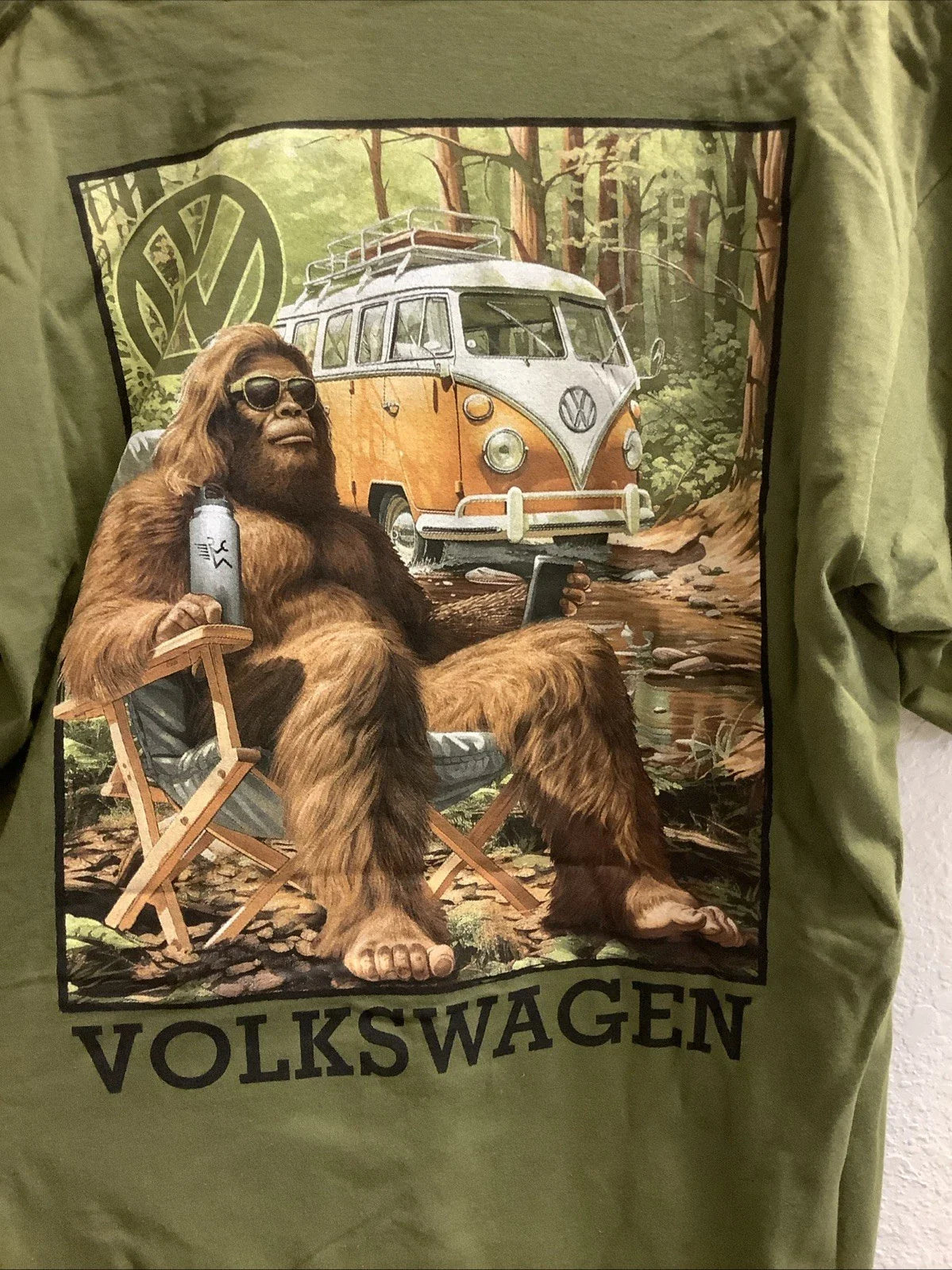 New Volkswagen VW Bus Van Bigfoot Sasquatch Moss Green T-Shirt Mens Large Unisex T-shirt, Sweatshirt, Hoodie, Long Sleeve Tee - T-Shirt, Sweatshirt, Hoodie