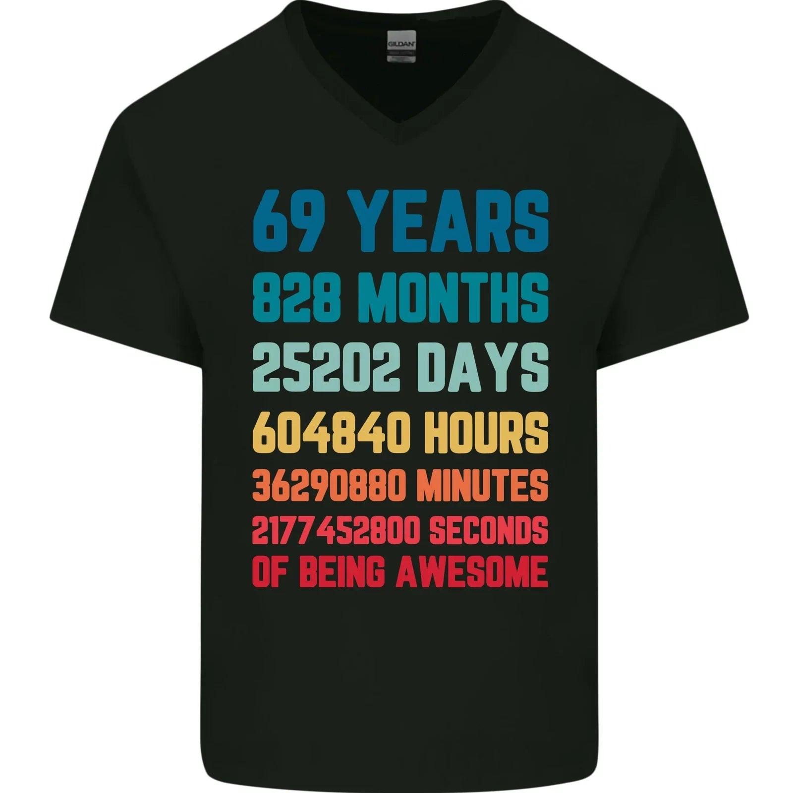 69th Birthday 69 Year Old Mens V-Neck Cotton T-Shirt Unisex T-shirt, Sweatshirt, Hoodie, Long Sleeve Tee - T-Shirt, Sweatshirt, Hoodie