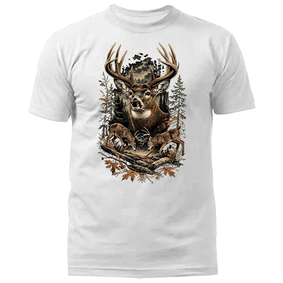 Buck Forest Scene Fighting Deer Forest Whitetail Deer Wilderness T-shirt Unisex T-shirt, Sweatshirt, Hoodie, Long Sleeve Tee - T-Shirt, Sweatshirt, Hoodie