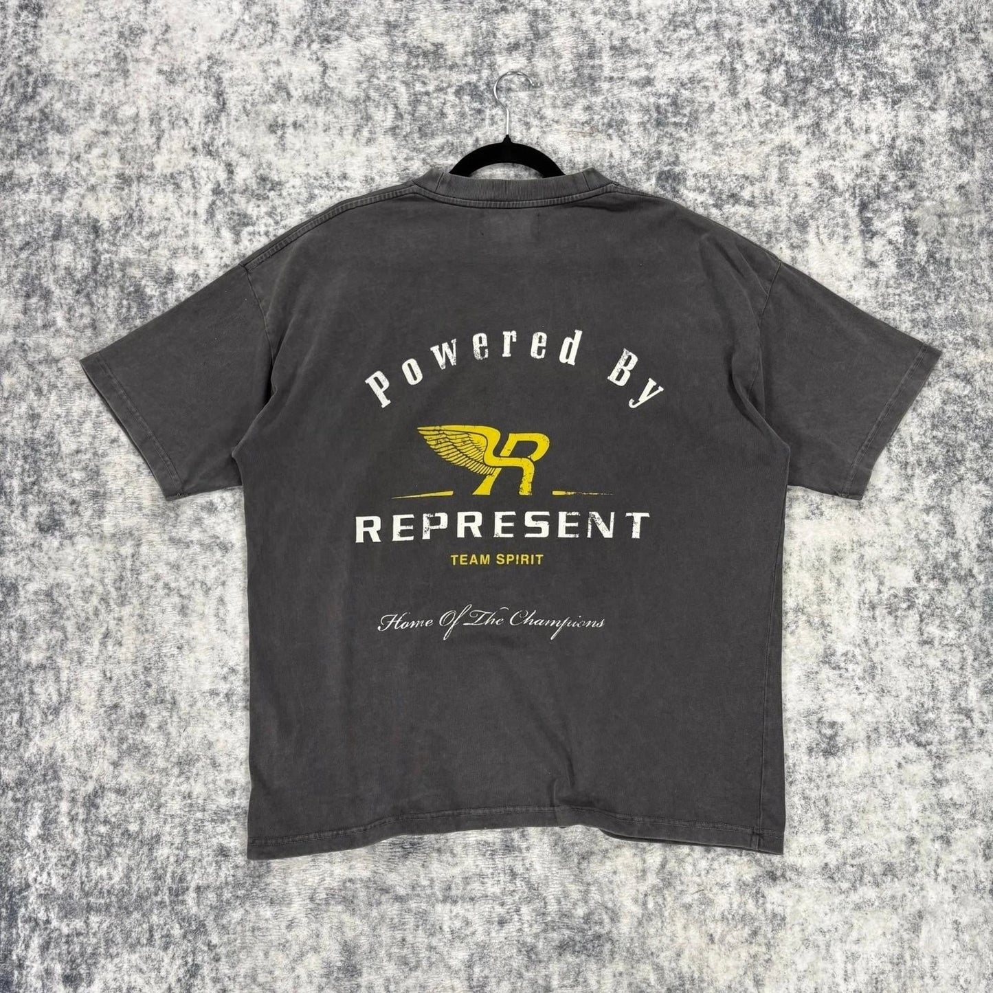 Represent T Shirt Mens XL Washed Black Powered By Represent Graphic Streetwear Unisex T-shirt, Sweatshirt, Hoodie, Long Sleeve Tee - T-Shirt, Sweatshirt, Hoodie