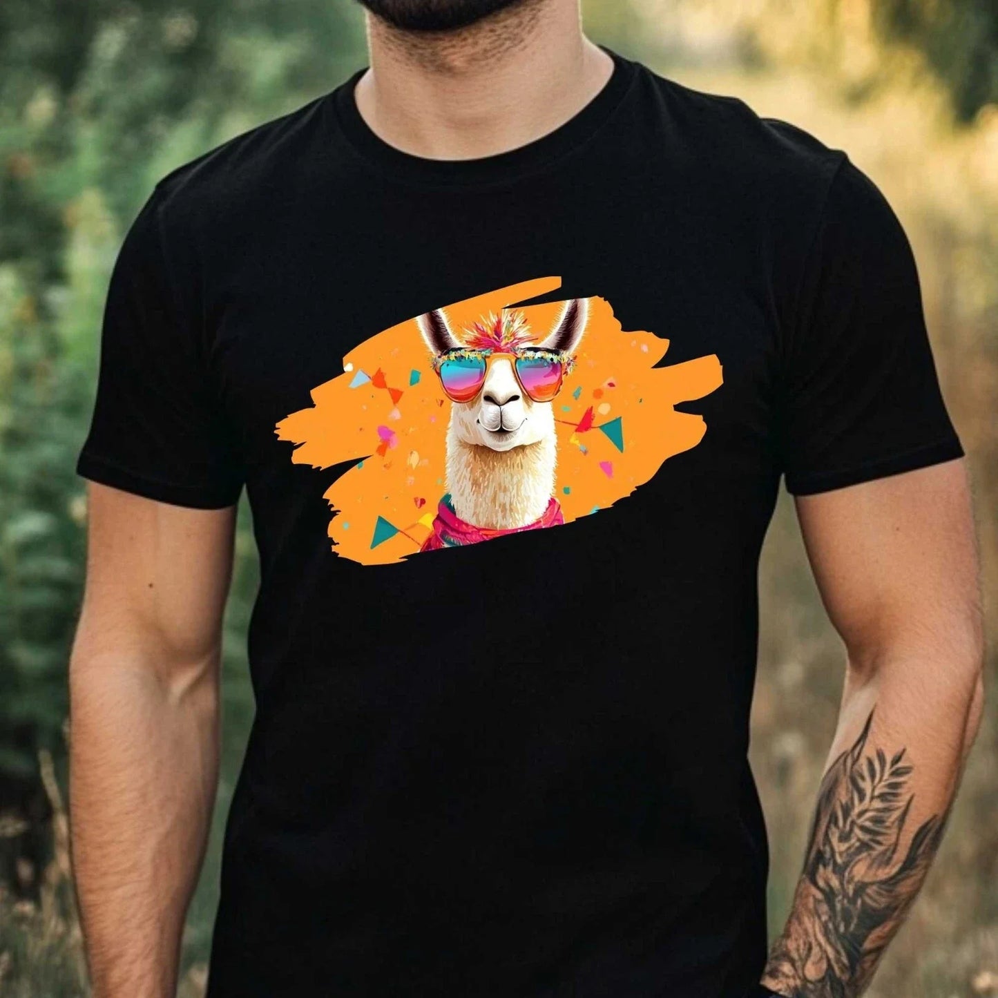 Mens Funny Llama Motif Cotton T-Shirt Size XS to 5XL Unisex T-shirt, Sweatshirt, Hoodie, Long Sleeve Tee - T-Shirt, Sweatshirt, Hoodie