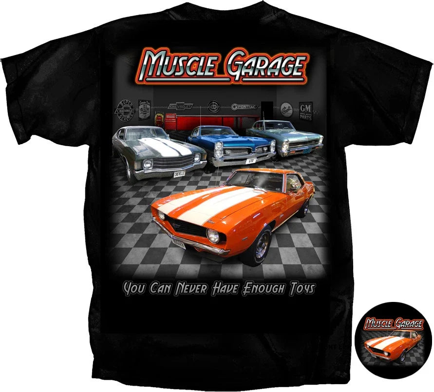 MUSCLE GARAGE T-SHIRT CAMARO GTO GM TEE T-SHIRT AMERICAN  MUSCLE CARS Unisex T-shirt, Sweatshirt, Hoodie, Long Sleeve Tee - T-Shirt, Sweatshirt, Hoodie