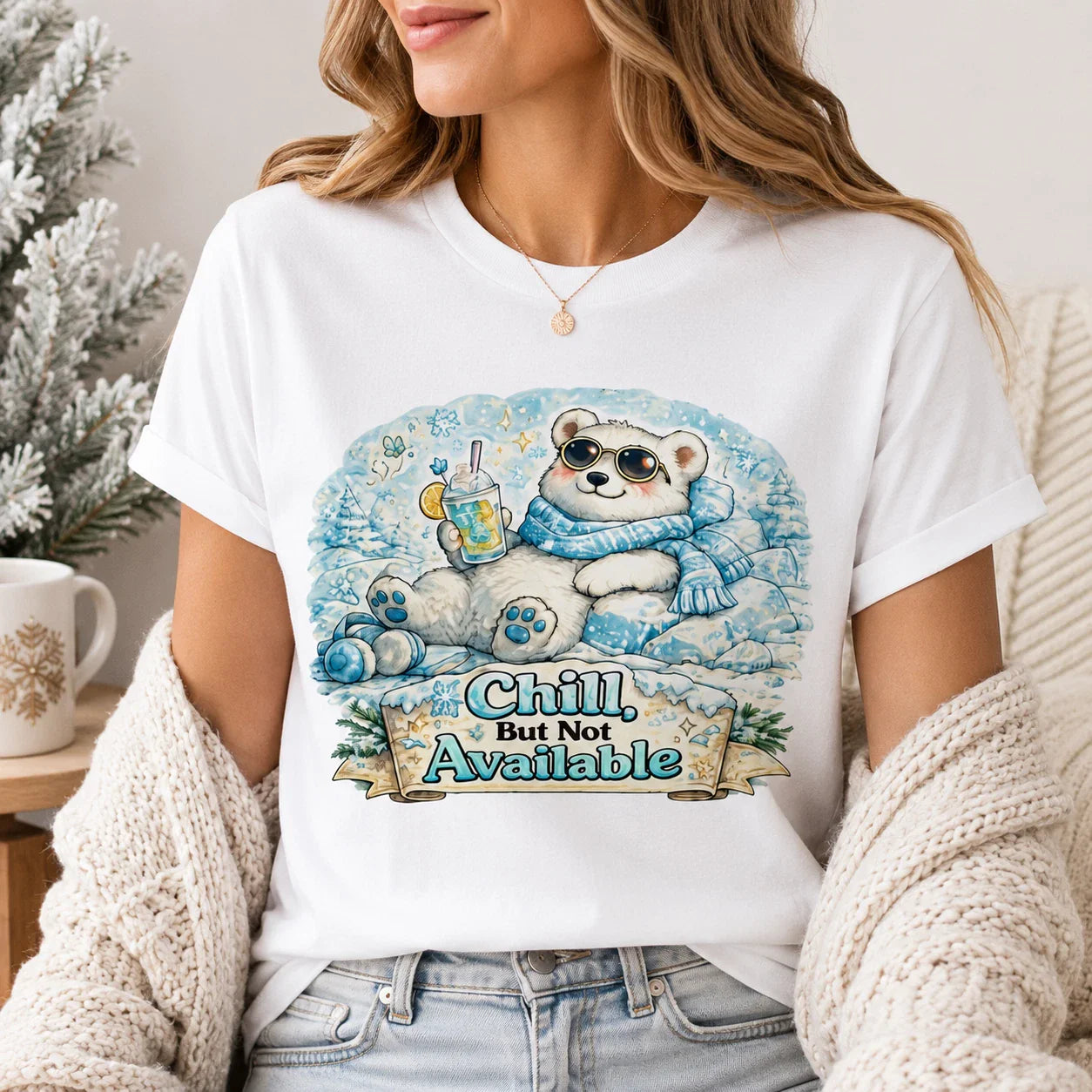 Chill But Not Available Polar Bear T-Shirt Funny Introvert Tee Unisex T-shirt, Sweatshirt, Hoodie, Long Sleeve Tee - T-Shirt, Sweatshirt, Hoodie