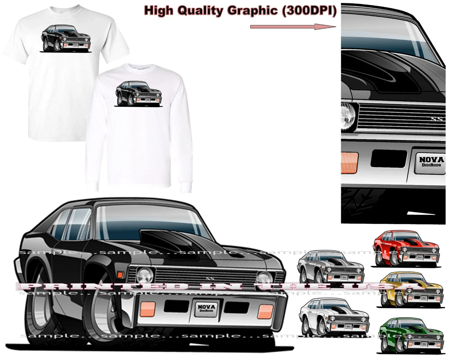 DigiRods Chevy Nova 1970's Vintage Classic Muscle Cartoon Car T Shirt Unisex T-shirt, Sweatshirt, Hoodie, Long Sleeve Tee - T-Shirt, Sweatshirt, Hoodie