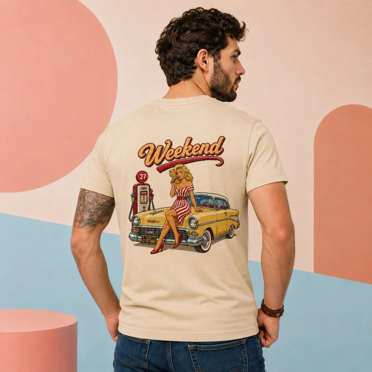 Vintage Pixel Art Car T Shirt Retro Gaming Arcade Pin Up 1950s Rockabilly Unisex T-shirt, Sweatshirt, Hoodie, Long Sleeve Tee - T-Shirt, Sweatshirt, Hoodie