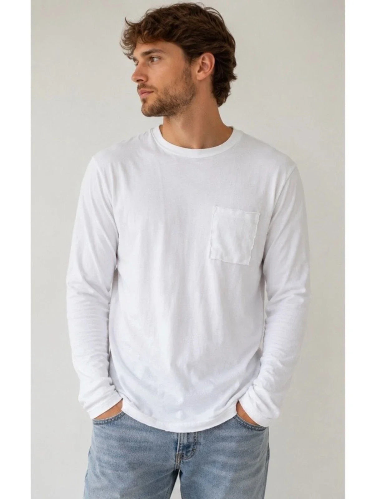 NWT Cotton Citizen Jagger Long Sleeve Tee White Raw Edge Pocket Shirt Small Unisex T-shirt, Sweatshirt, Hoodie, Long Sleeve Tee - T-Shirt, Sweatshirt, Hoodie