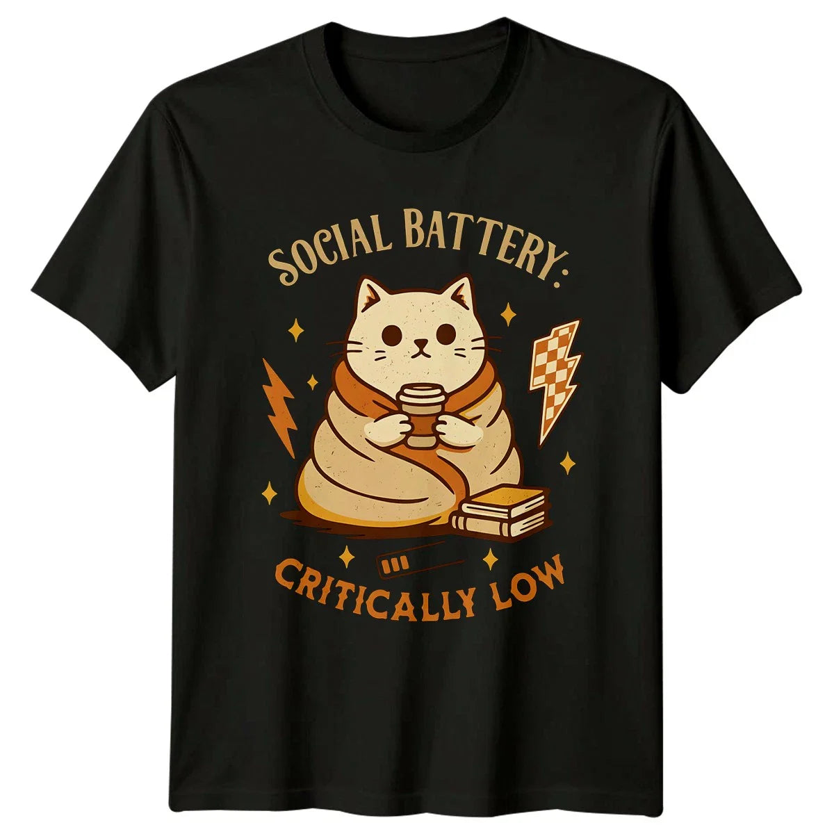 Social Battery Critically Low T-Shirt Introvert Cat Gift For Him And Her Unisex T-shirt, Sweatshirt, Hoodie, Long Sleeve Tee - T-Shirt, Sweatshirt, Hoodie
