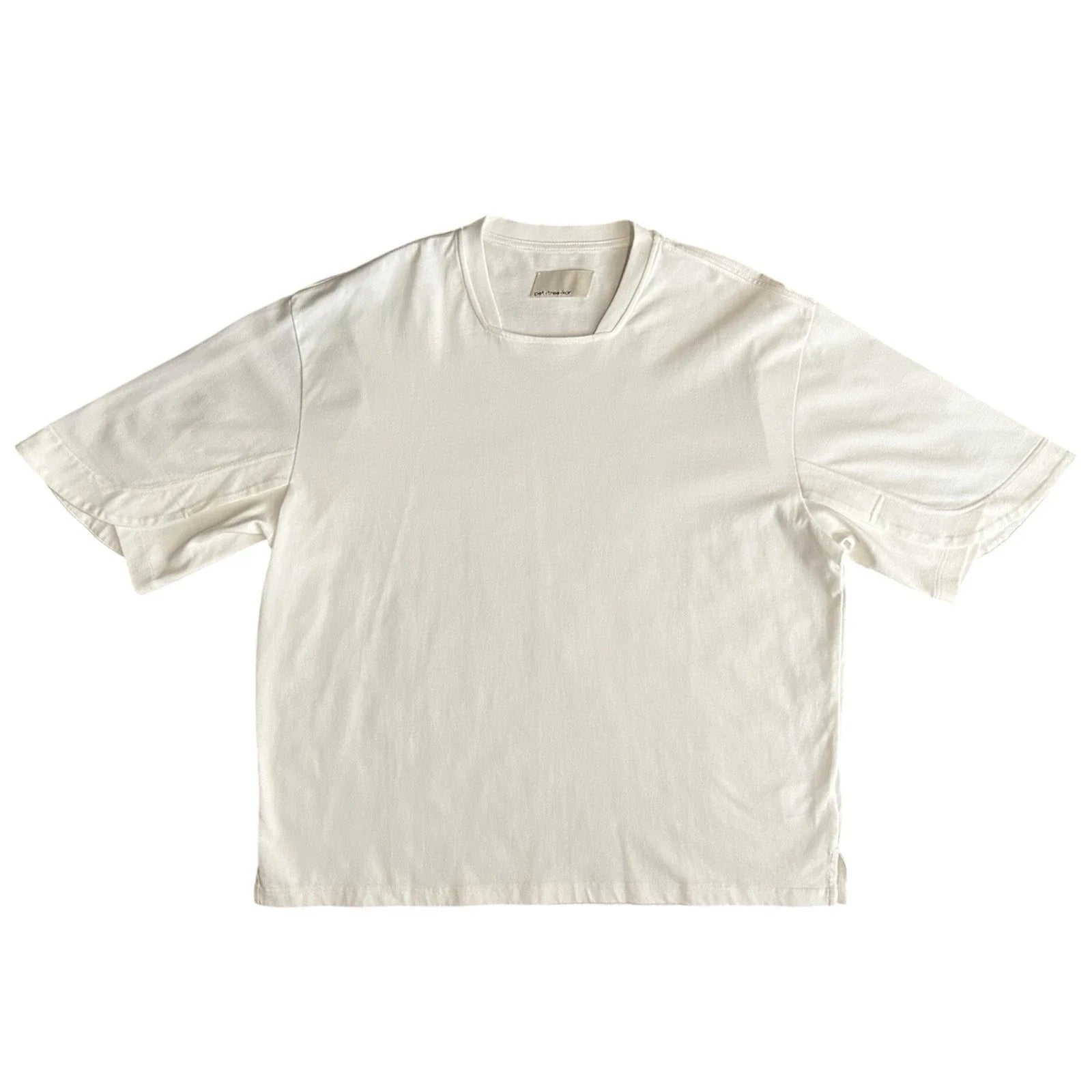pet-tree-kor White Boxy Oversized Cotton T-Shirt Urban Modern Streetwear Sz 48/L Unisex T-shirt, Sweatshirt, Hoodie, Long Sleeve Tee - T-Shirt, Sweatshirt, Hoodie