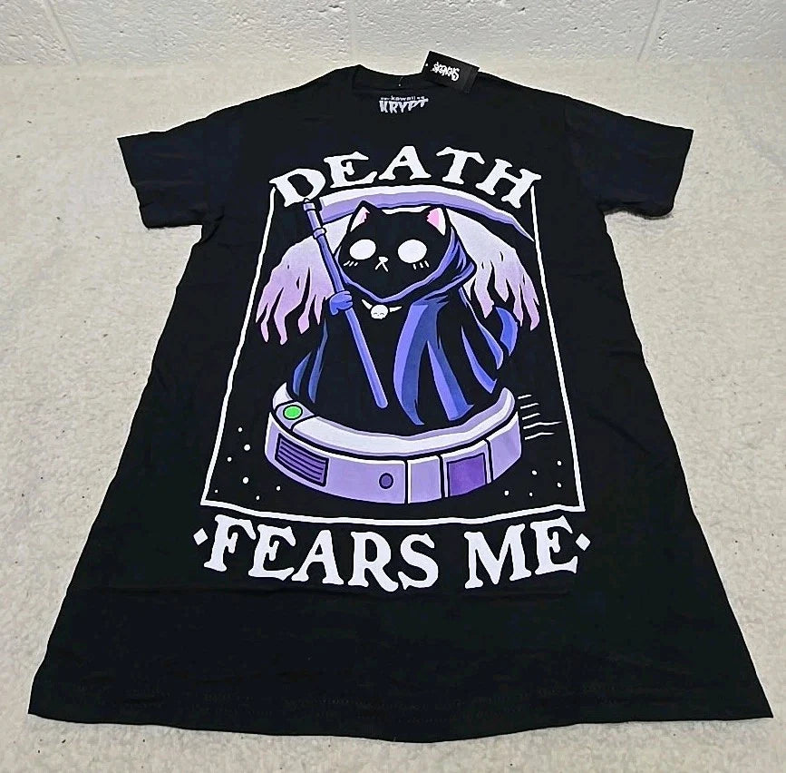 Kawaii Krypt Death Fears Me Graphic T-Shirt Small (BB) Unisex T-shirt, Sweatshirt, Hoodie, Long Sleeve Tee - T-Shirt, Sweatshirt, Hoodie