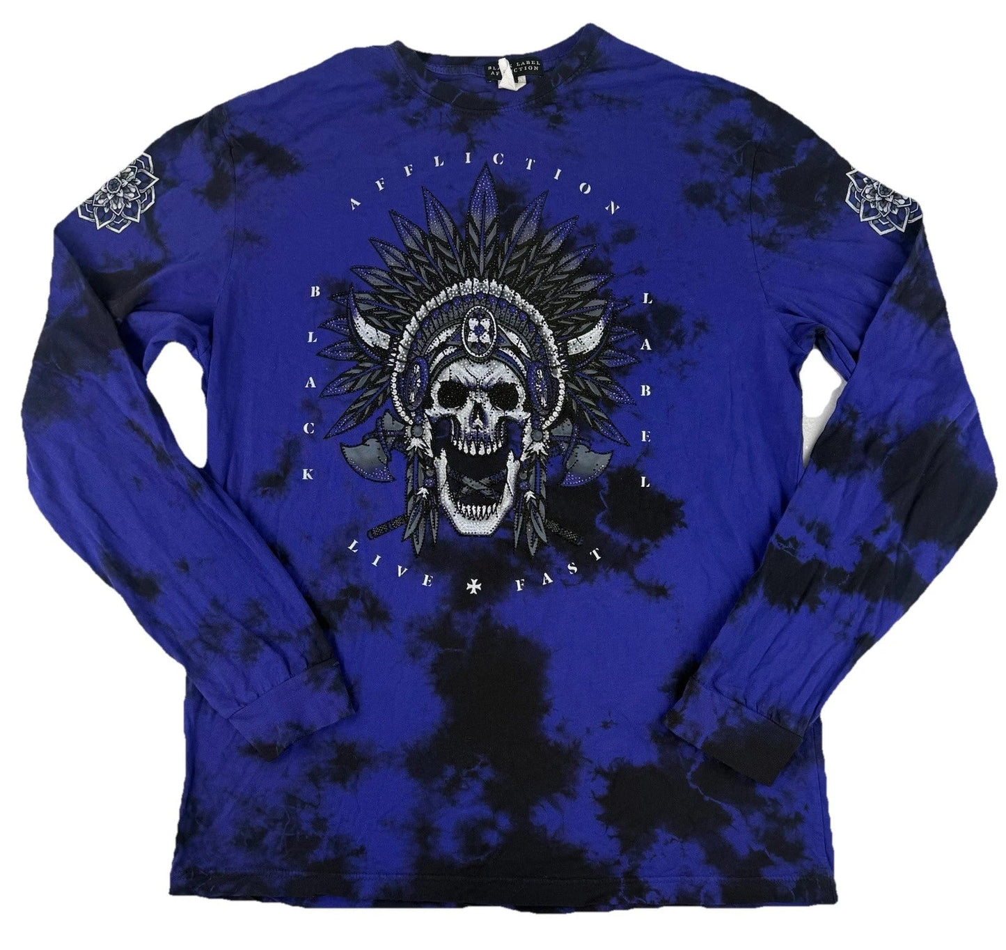 Affliction Shirt Mens XL Black Label Rhinestone Skull Nighthawk Trail Grunge Unisex T-shirt, Sweatshirt, Hoodie, Long Sleeve Tee - T-Shirt, Sweatshirt, Hoodie