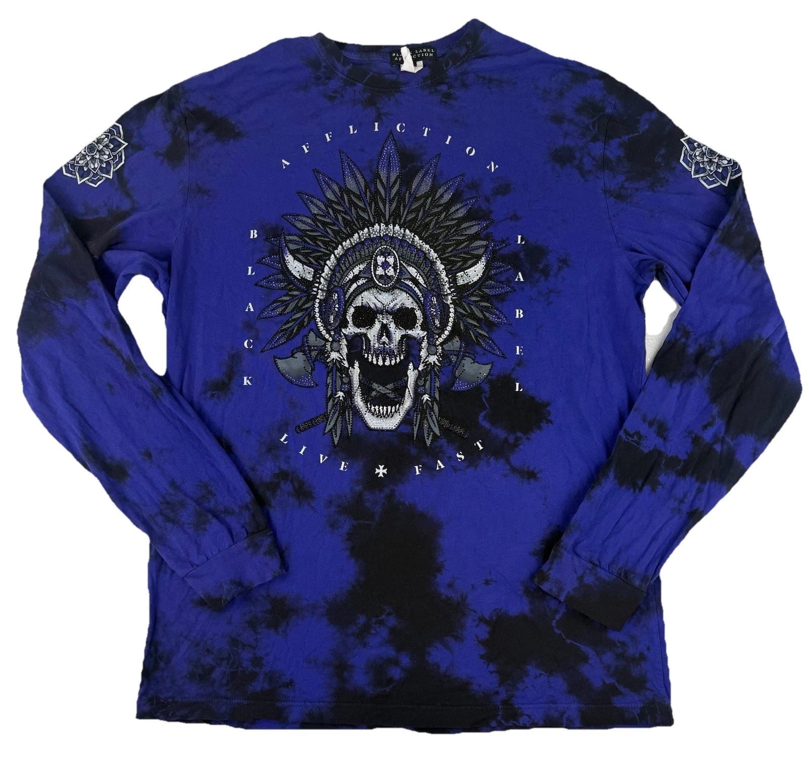 Affliction Shirt Mens XL Black Label Rhinestone Skull Nighthawk Trail Grunge Unisex T-shirt, Sweatshirt, Hoodie, Long Sleeve Tee - T-Shirt, Sweatshirt, Hoodie