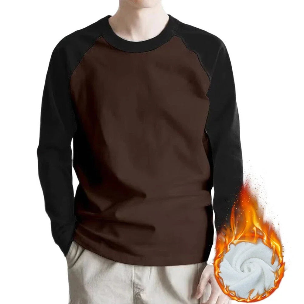 Mens Long Sleeve Loose Sweatshirt Casual Round Neck Patchwork Pullover Shirt Unisex T-shirt, Sweatshirt, Hoodie, Long Sleeve Tee - T-Shirt, Sweatshirt, Hoodie